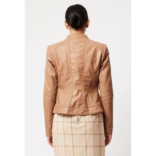 Once Was Nova Leather Curved Hem Jacket - Husk Once Was Pisces Boutique