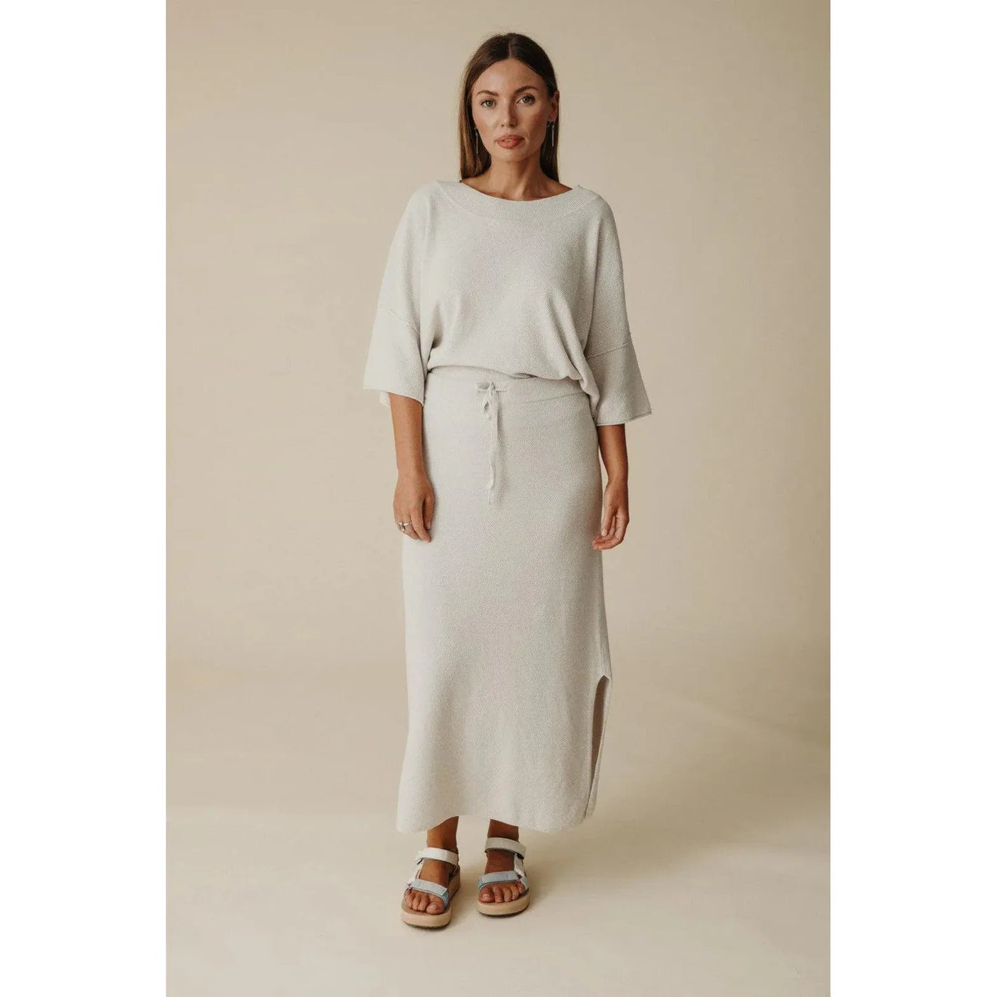 Talamaya Retreat Cotton Twist Tee Pullover - Silver Salt