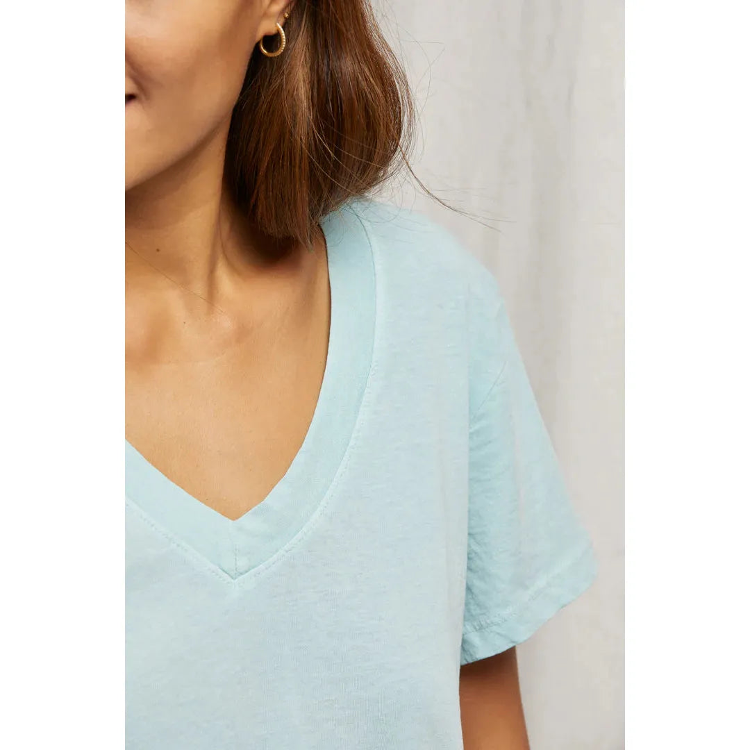 Perfect White Tee Hendrix Basic V - Iced Aqua