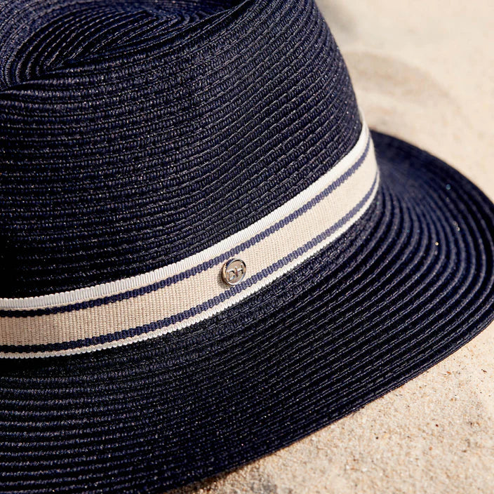 Canopy Bay Huntingdale Fedora Hat - Navy/ White/ Light Taupe