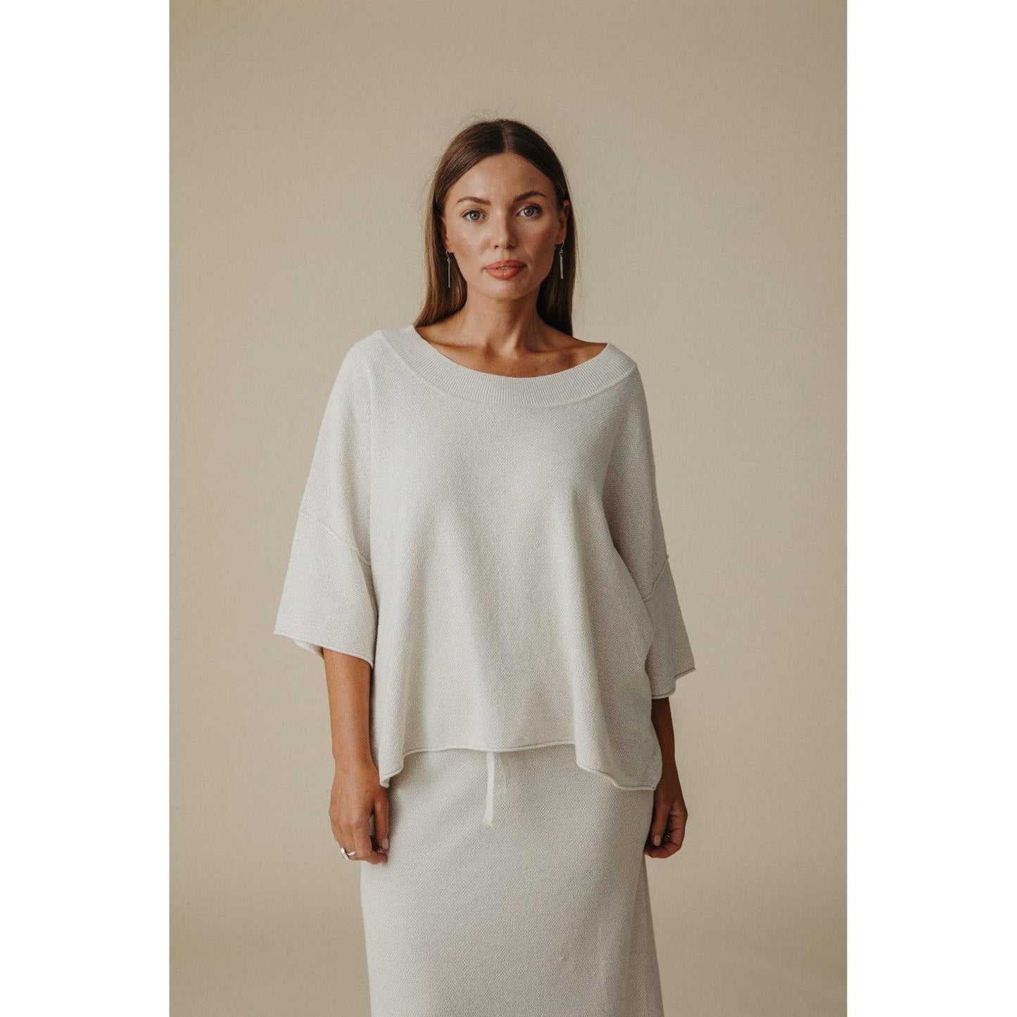 Talamaya Retreat Cotton Twist Tee Pullover - Silver Salt