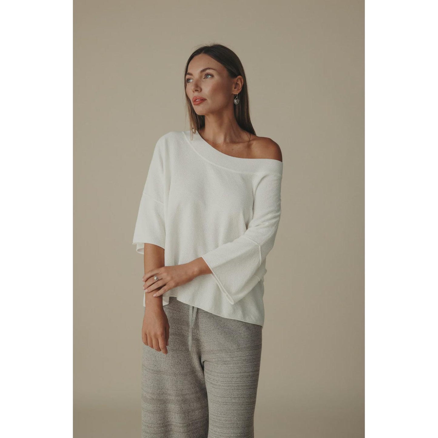 Talamaya Retreat Cotton Twist Tee Pullover - Salt