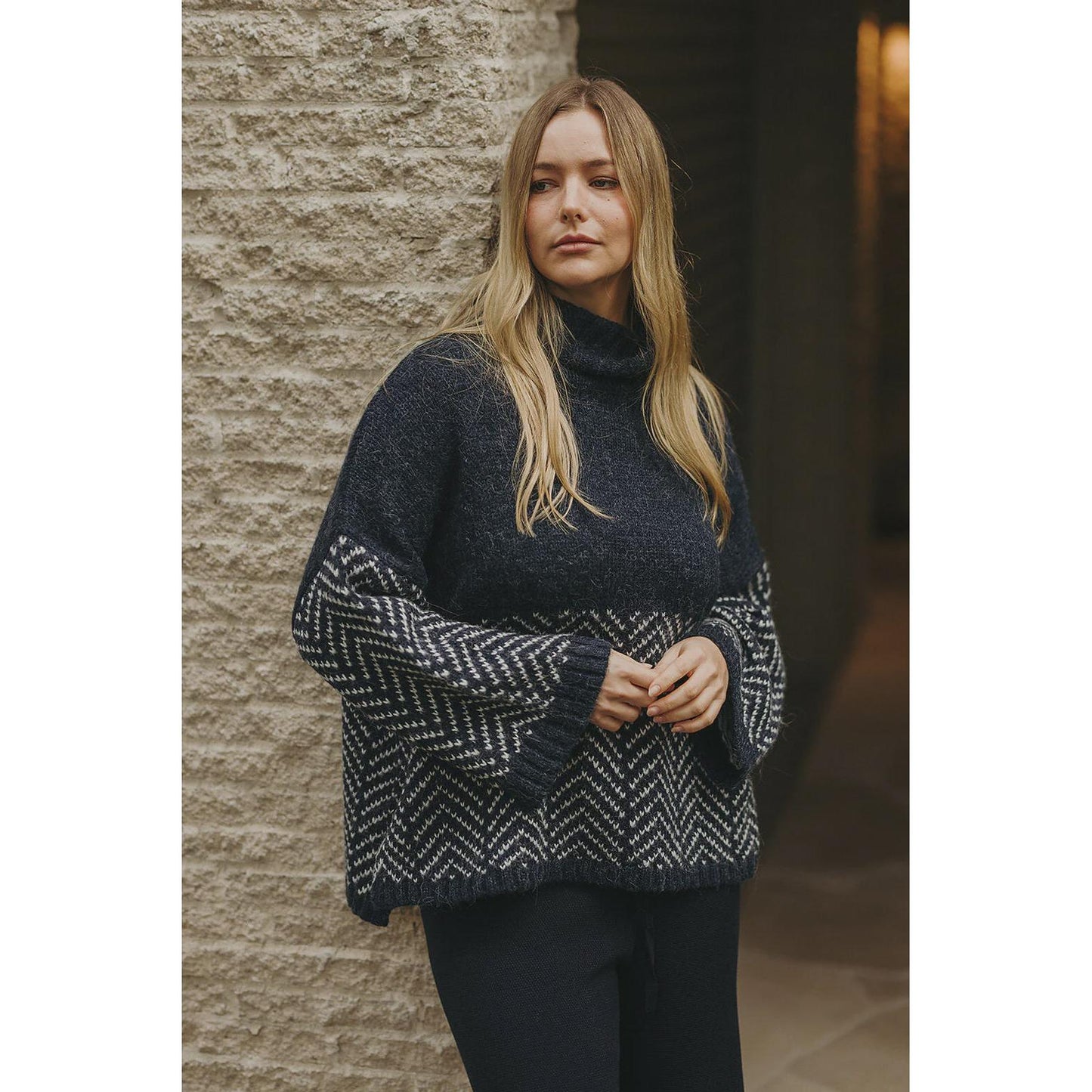 Talamaya Fuji Rollneck Pullover - Ink Silver