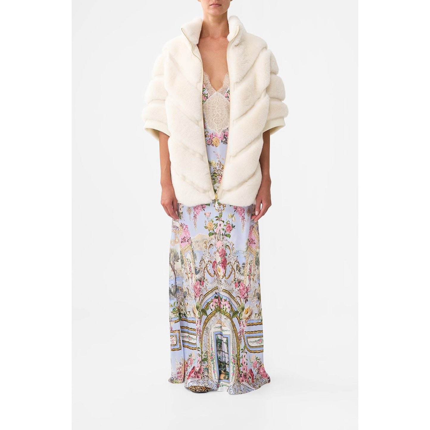 Camilla Faux fur Short Sleeve Slouch Jacket - Tiled In Time