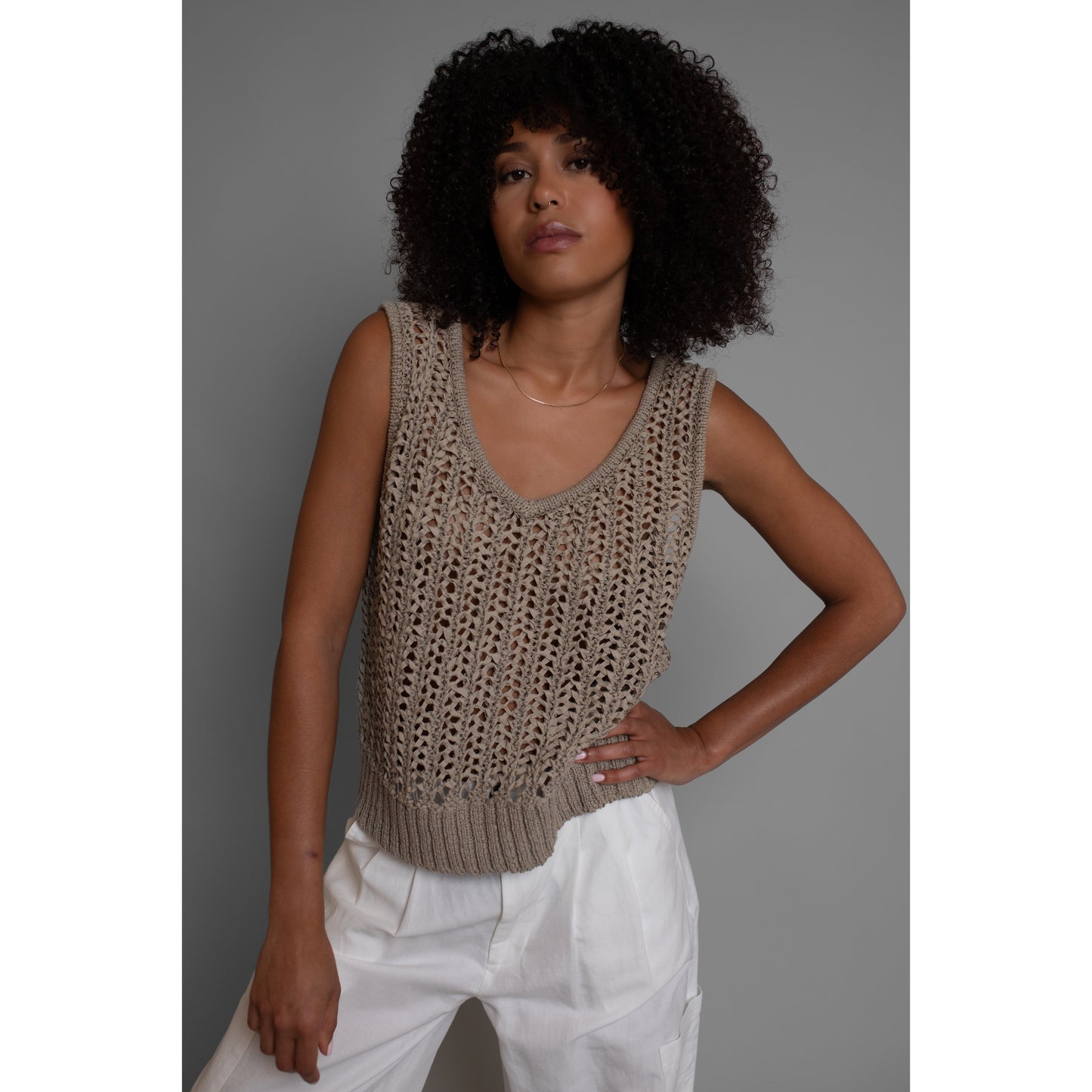 Vaenn Montague Crotchet Tank - Iced Coffee