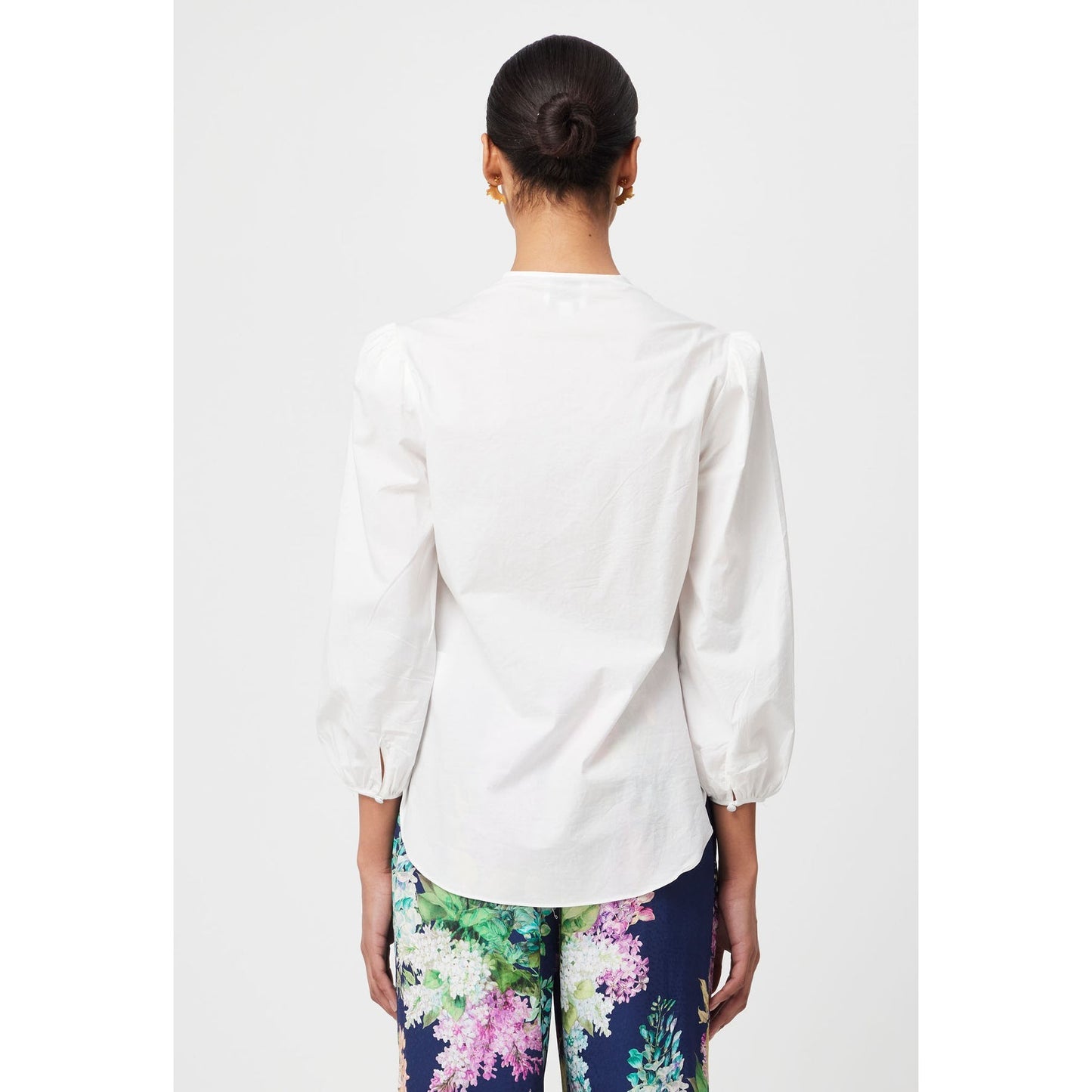 Once Was Cristina Placement Embroided Cotton Voile Blouse - Ivory Bay