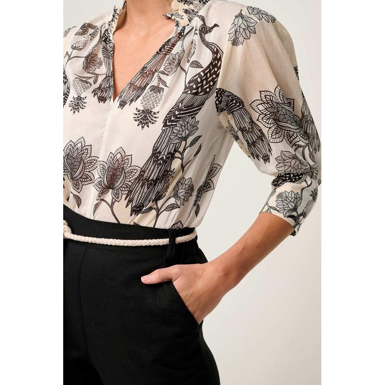 Once Was Oleander Placement Print Shirt - Imperial Stone Once Was Pisces Boutique