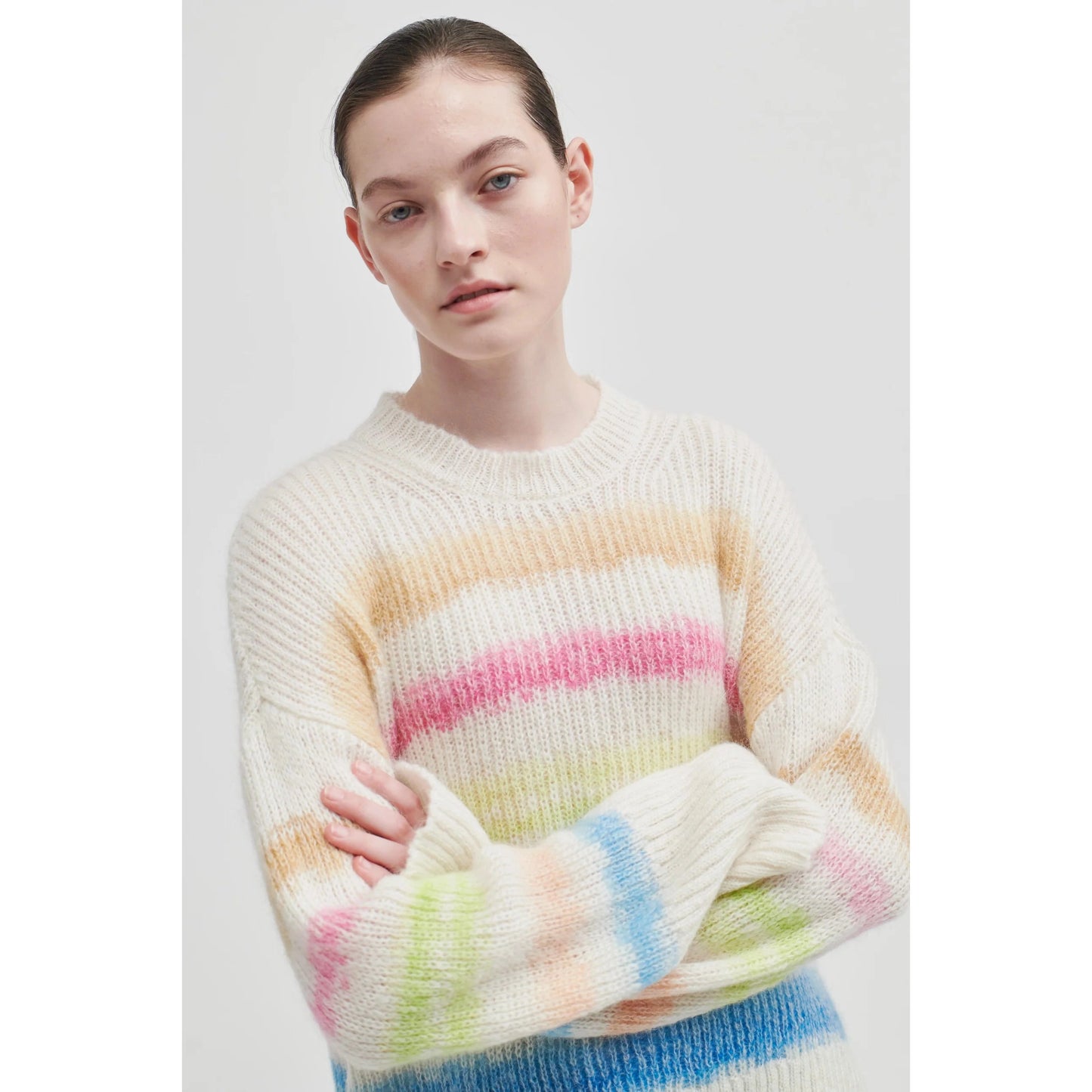 Second Female Oha Knit O-Neck - Dark Chalk Second Female Pisces Boutique