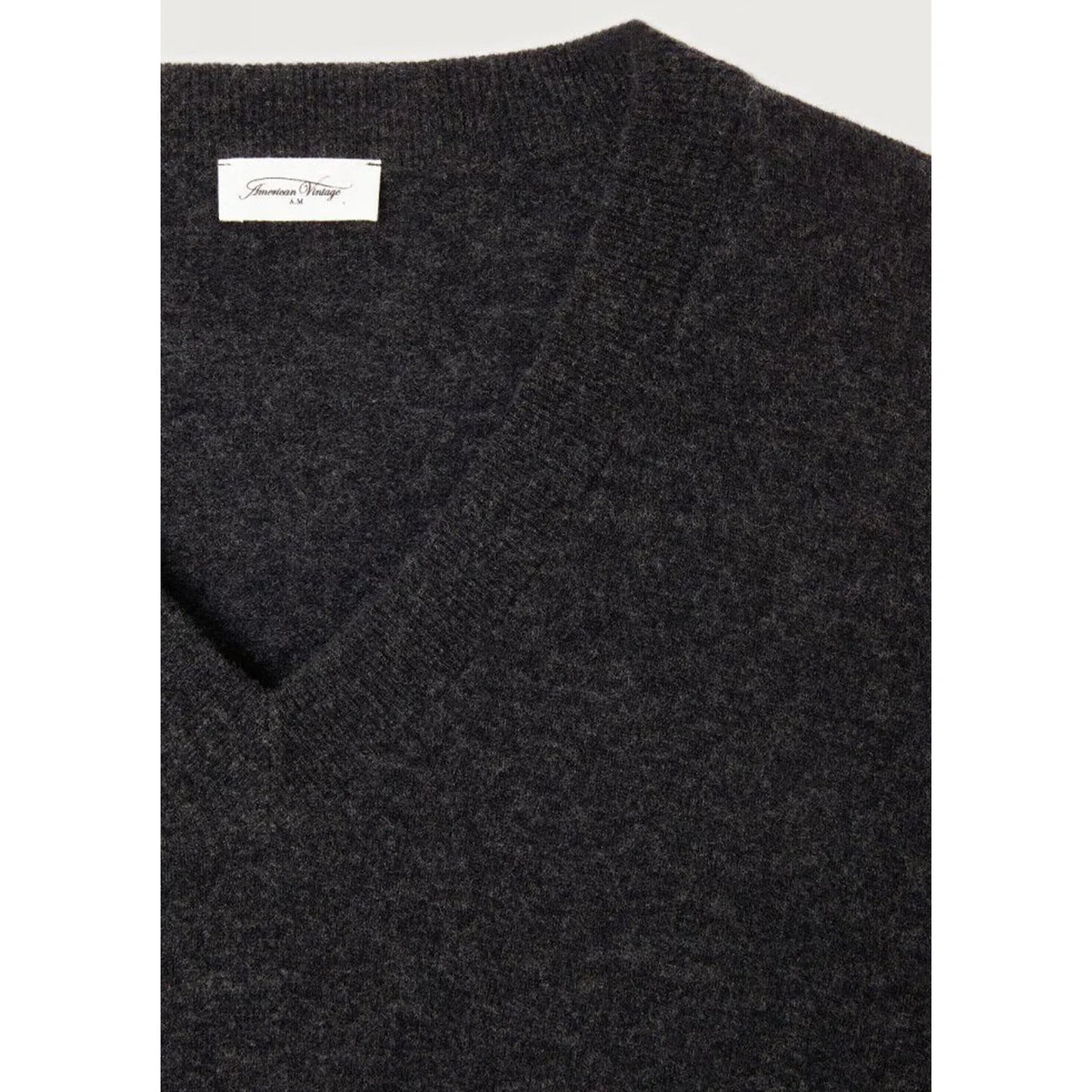 American Vintage Raxo V Neck Pullover - Coal Melange