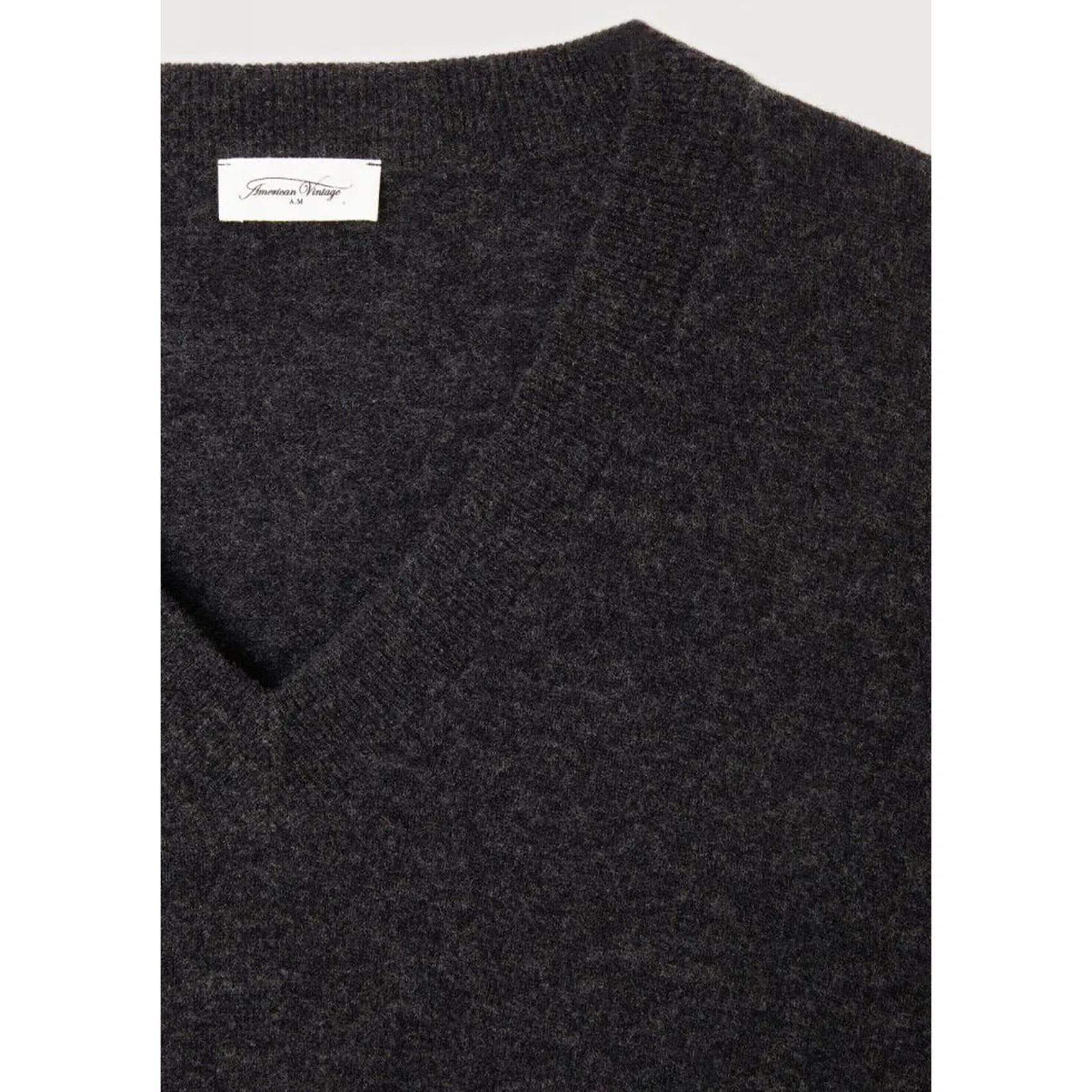 American Vintage Raxo V Neck Pullover - Coal Melange