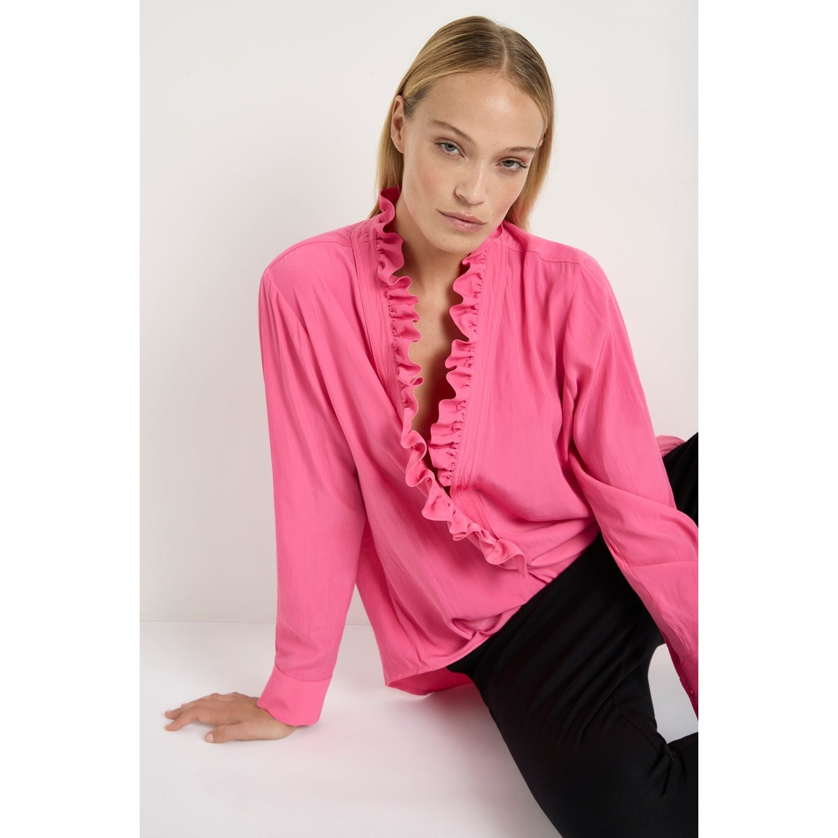 Mela Purdie Frill Neck Blouse - Flambe