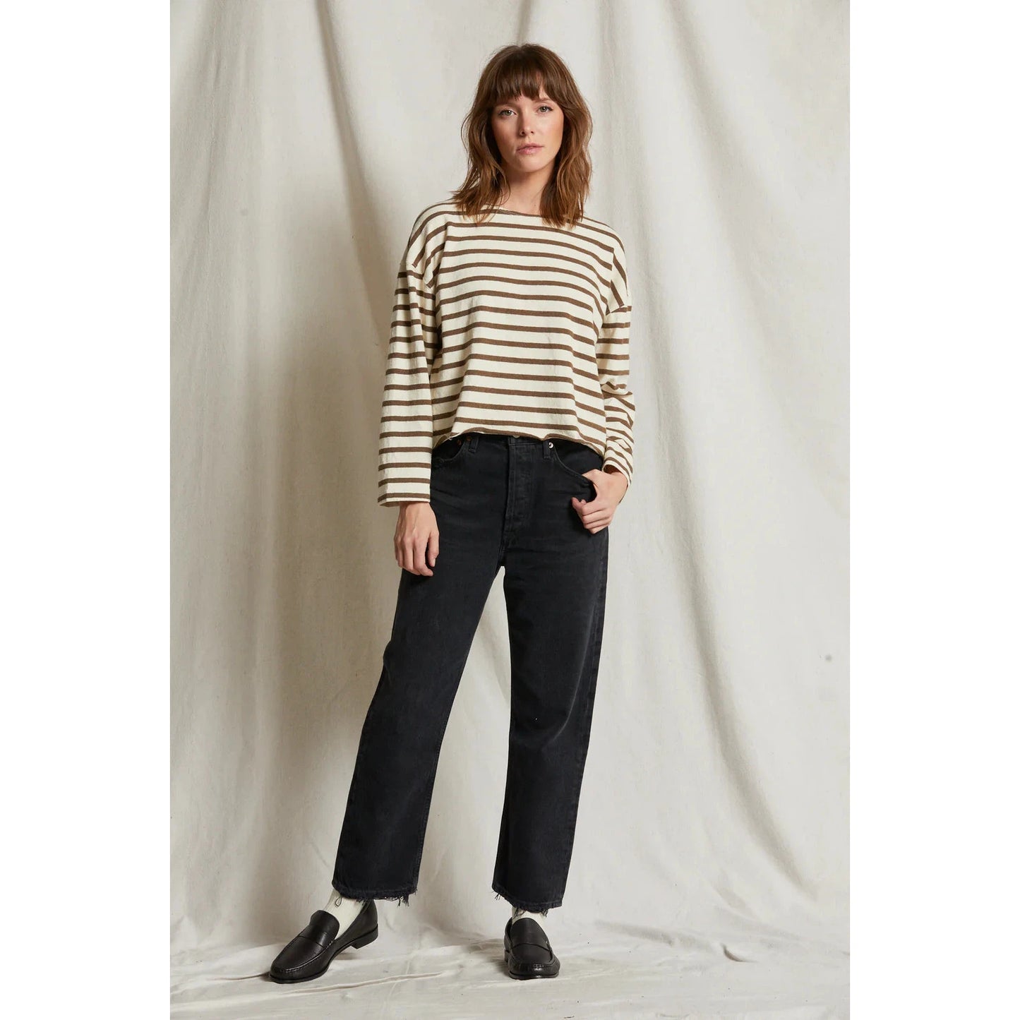 Perfect White Tee Taylor - Walnut Stripe