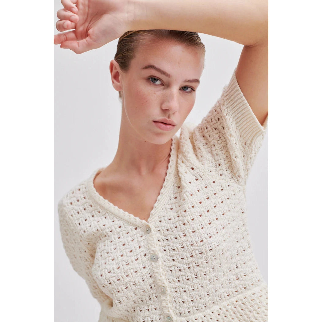Second Female Turin Knit Cardigan - Antique White