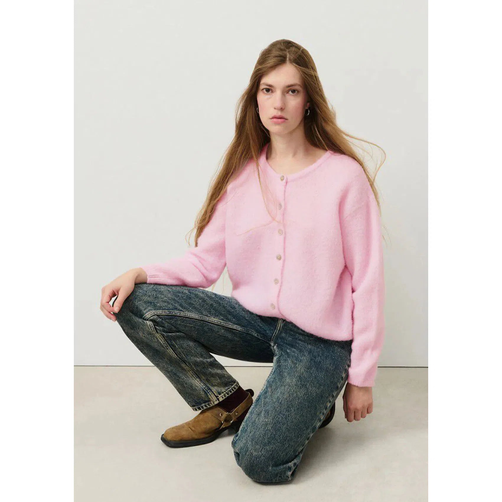 American Vintage Vito Cardigan - Sugar Almond