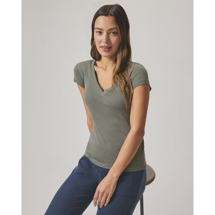 Splendid Faye V Neck Tee - Soft Fob