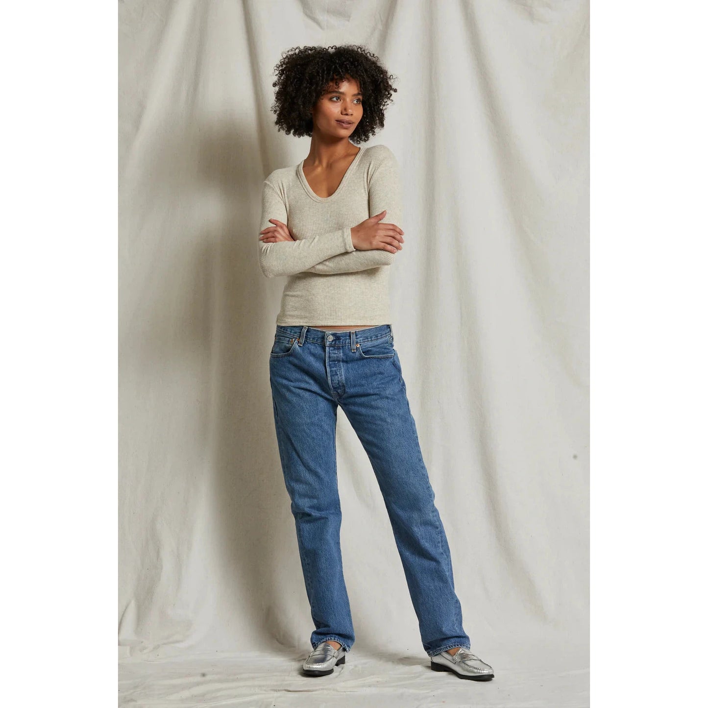 Perfect White Tee Whitney Sweater - Heather Oatmeal