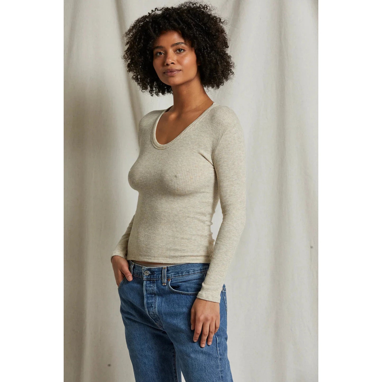 Perfect White Tee Whitney Sweater - Heather Oatmeal