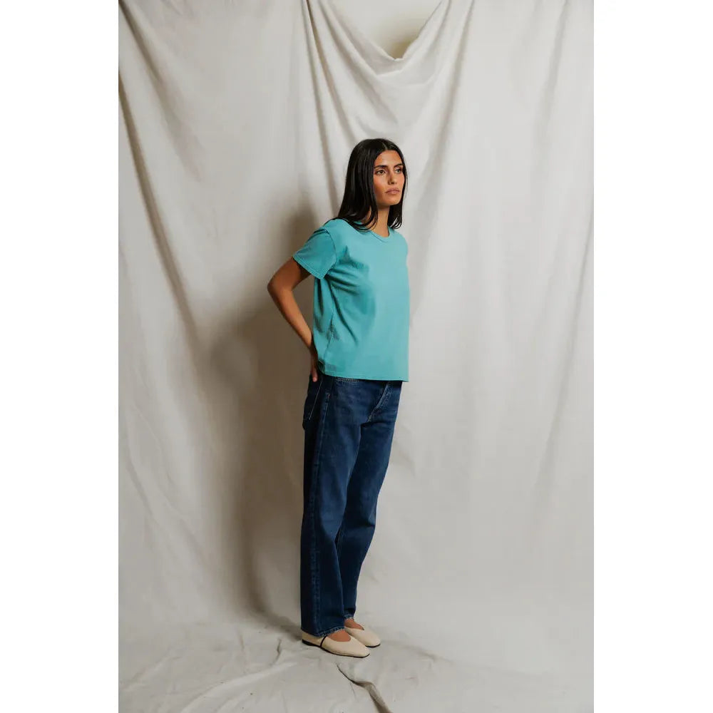 Perfect White Tee Harley Boxy Crew - Teal Blue Perfect White Tee Pisces Boutique