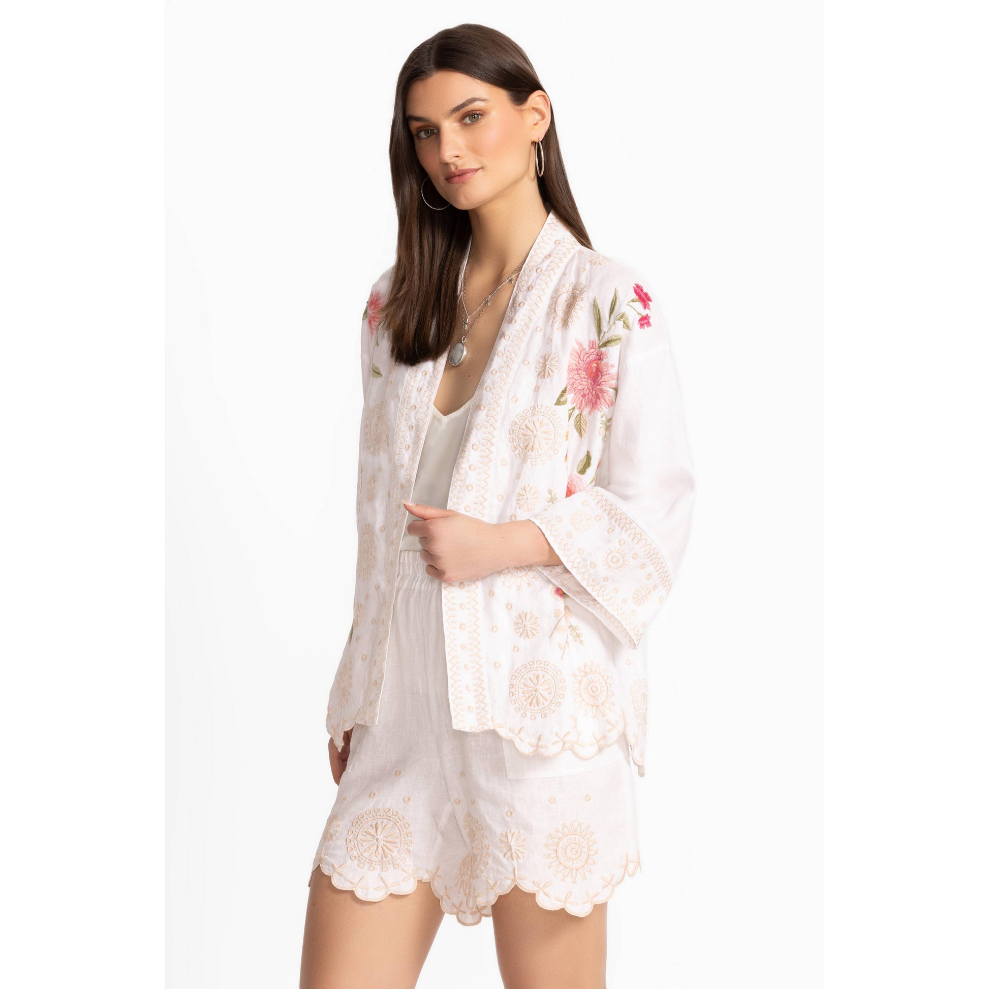 Johnny Was Linen cropped Kimino Jacket - Della