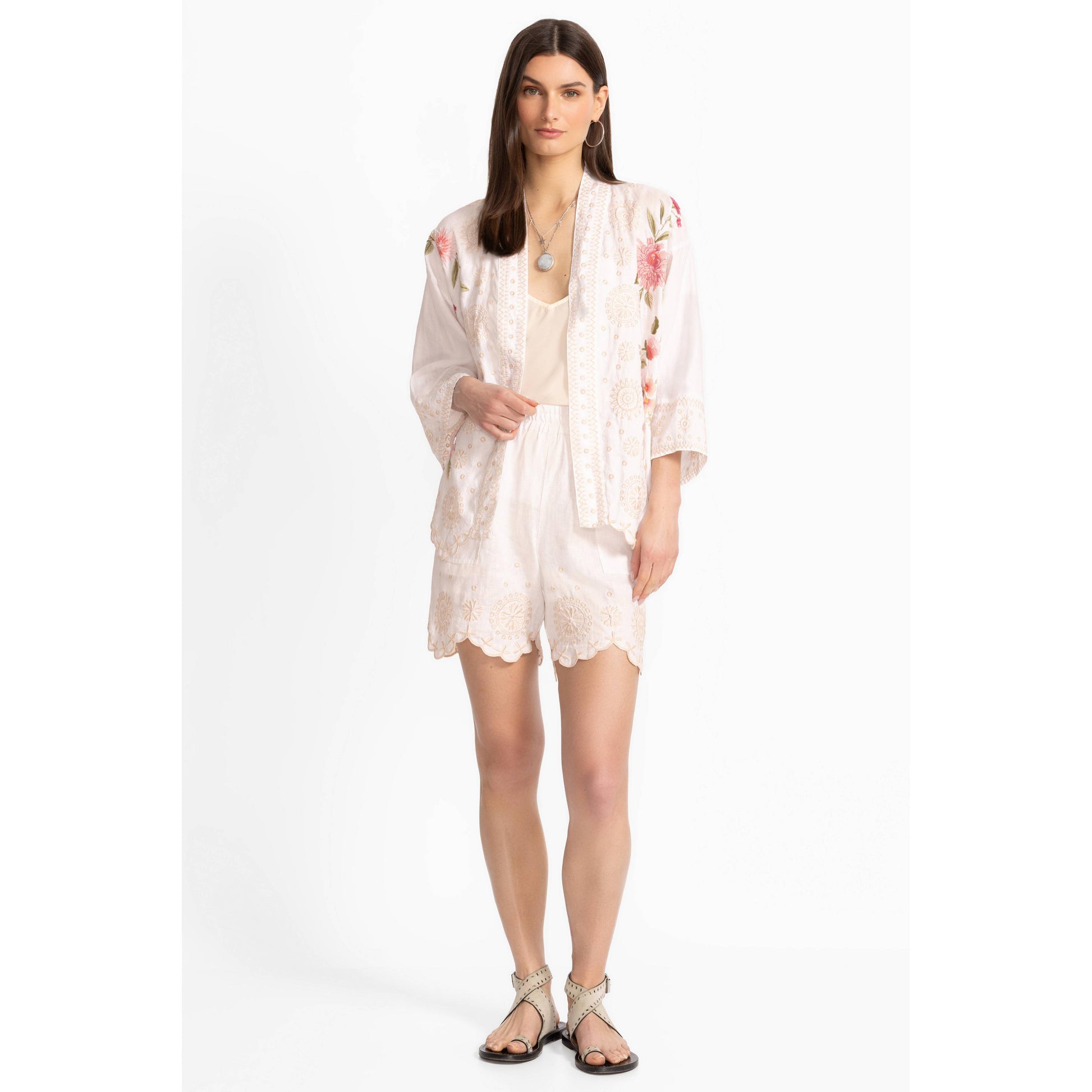 Johnny Was Linen cropped Kimino Jacket - Della