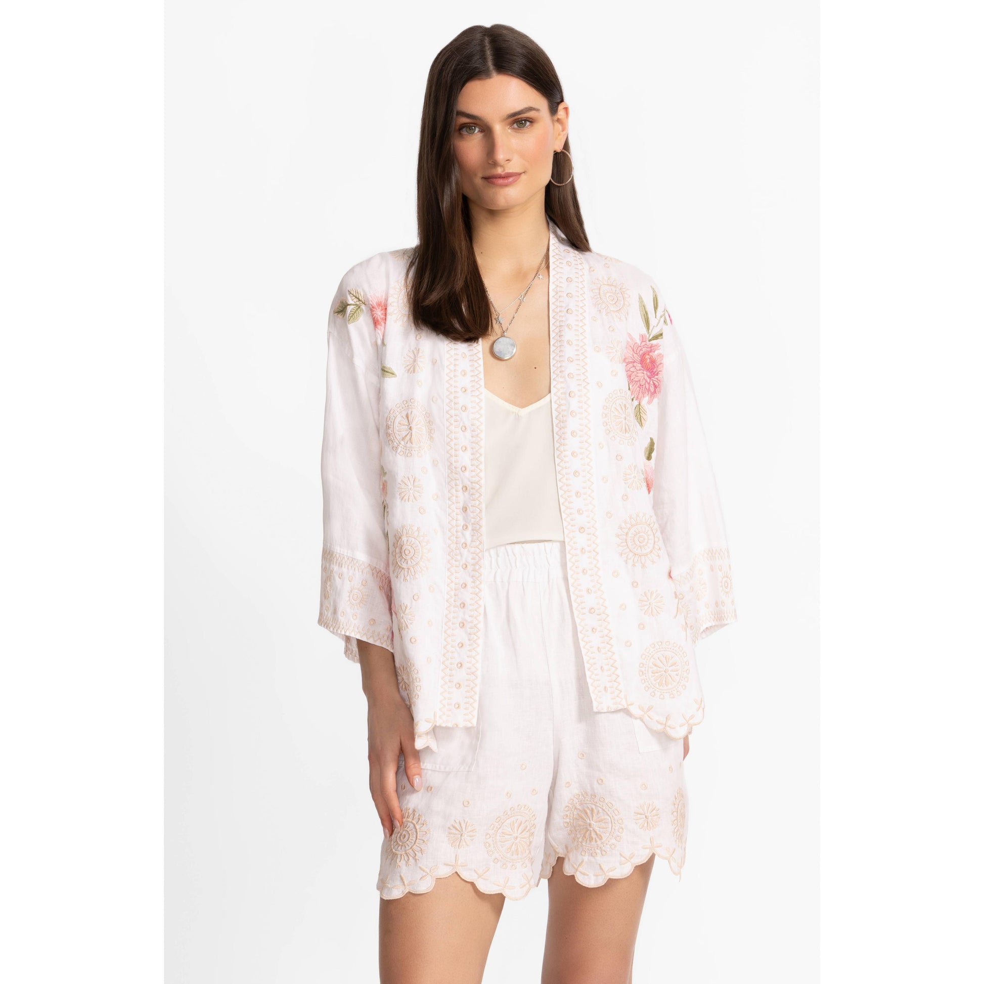 Johnny Was Linen cropped Kimino Jacket - Della