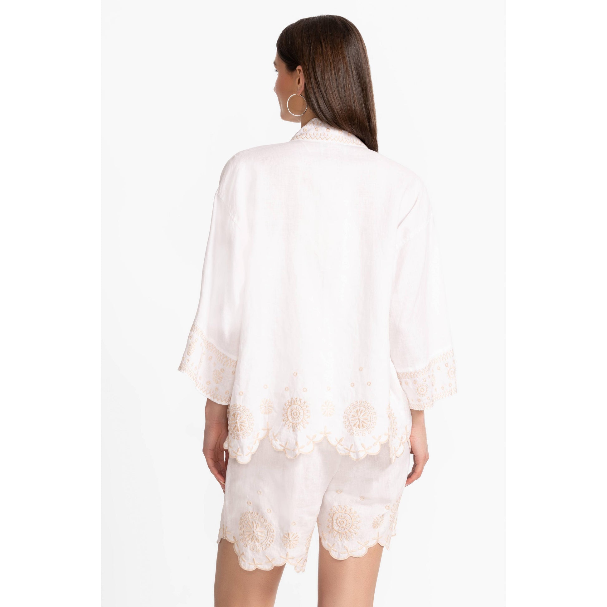 Johnny Was Linen cropped Kimino Jacket - Della