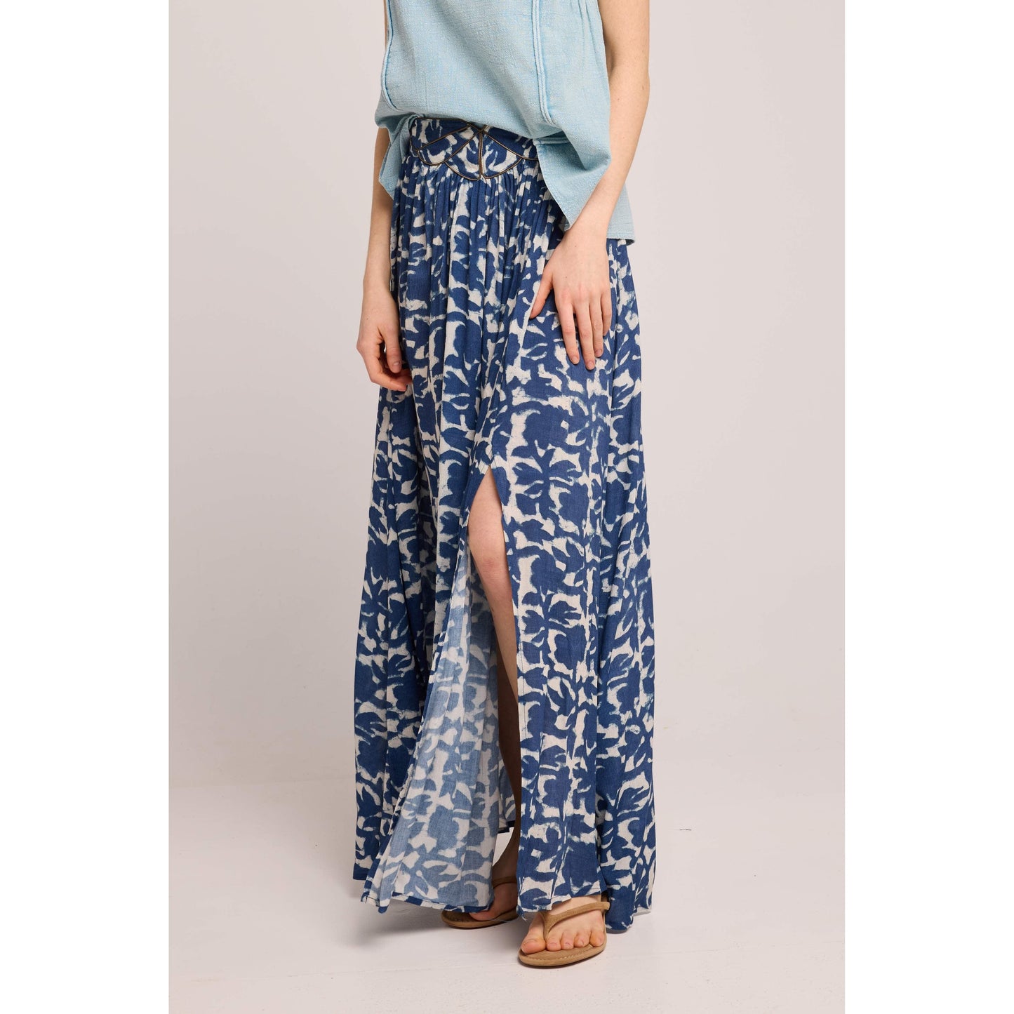 Louizon Kanopi Jupe Skirt - Mud Print Indigo