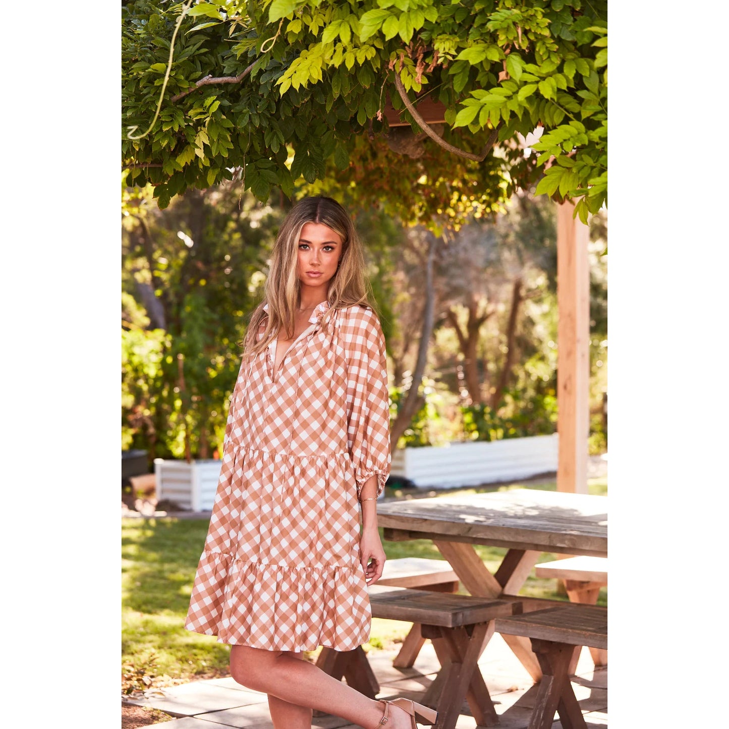Ralf Pebbly Dress - Caramel Check