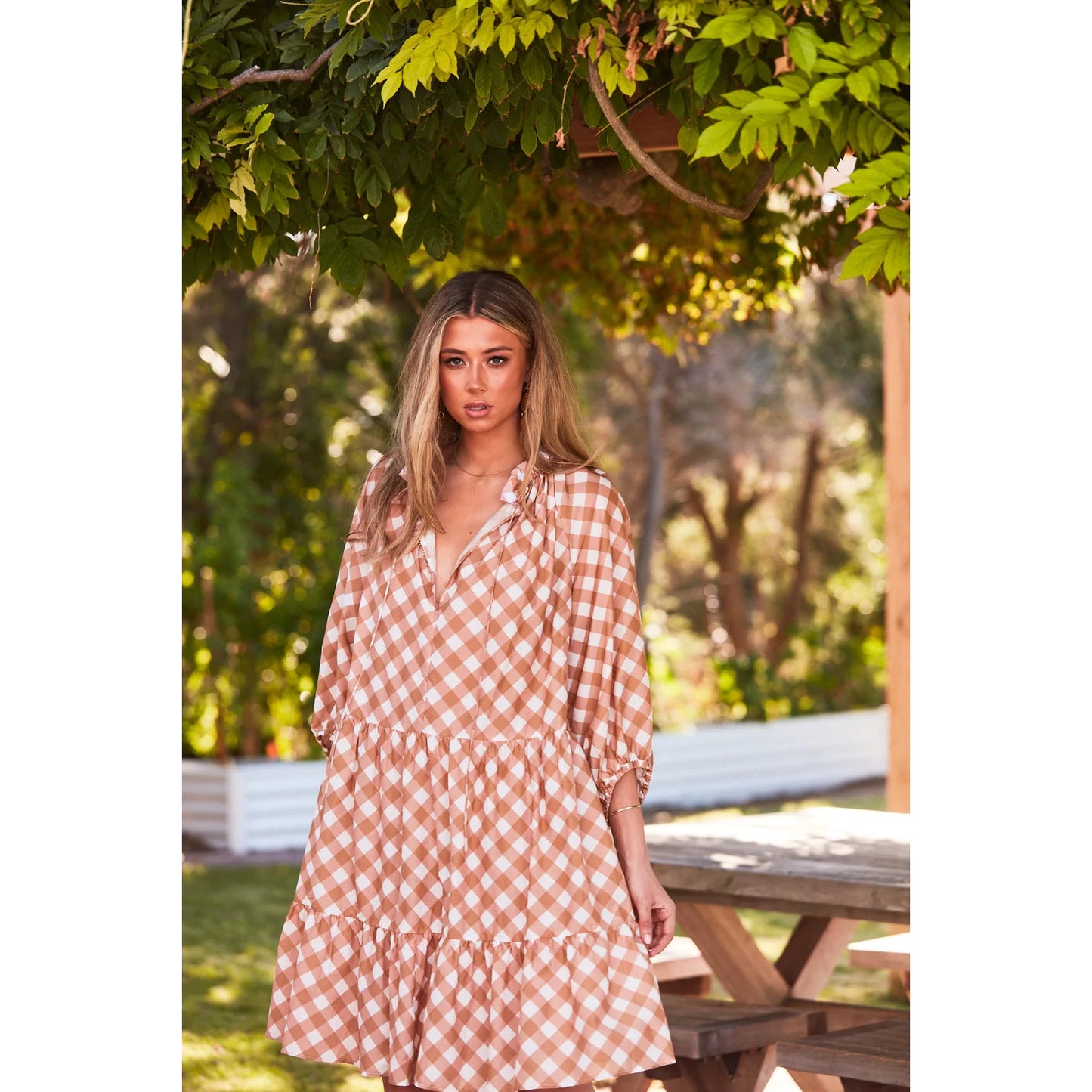 Ralf Pebbly Dress - Caramel Check