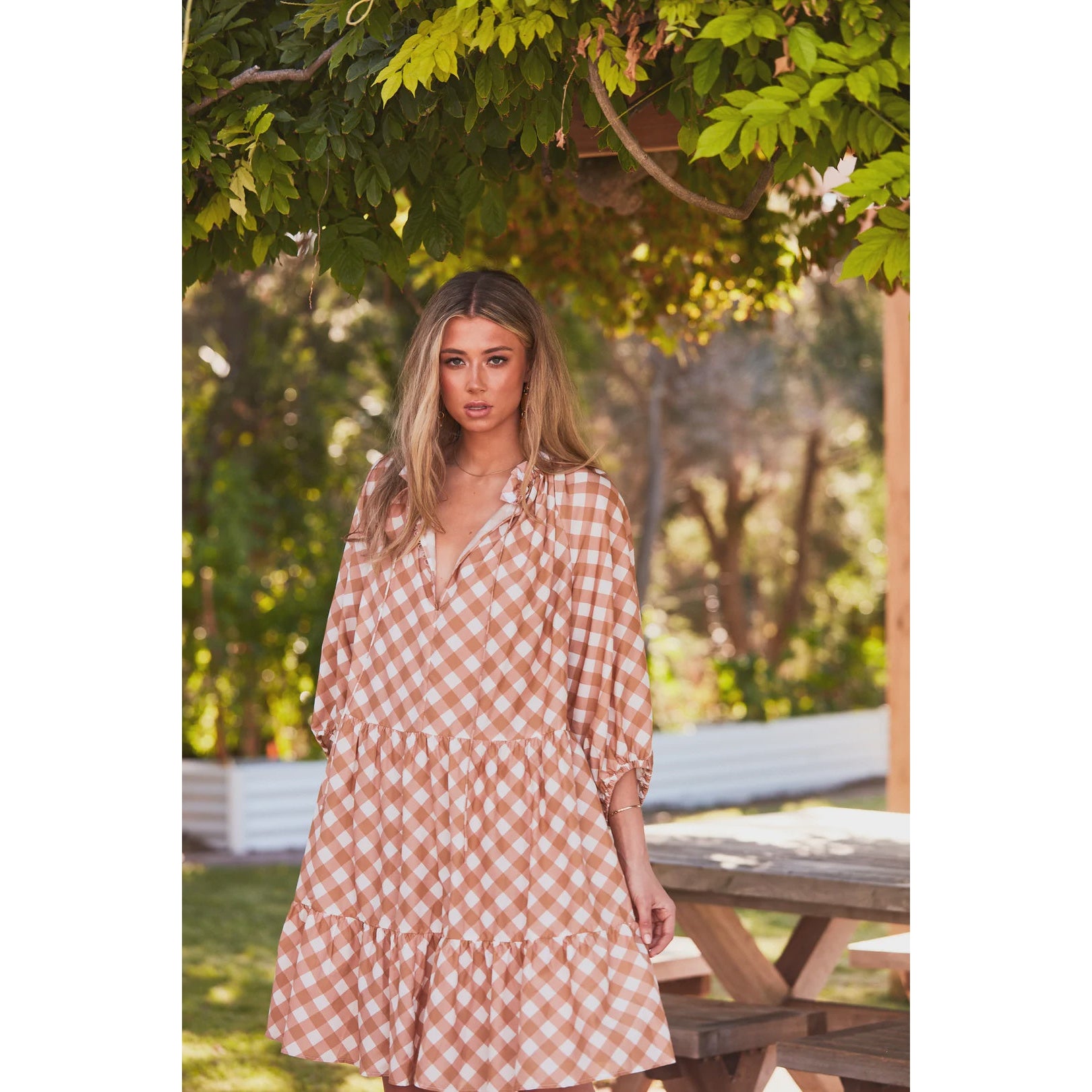 Ralf Pebbly Dress - Caramel Check