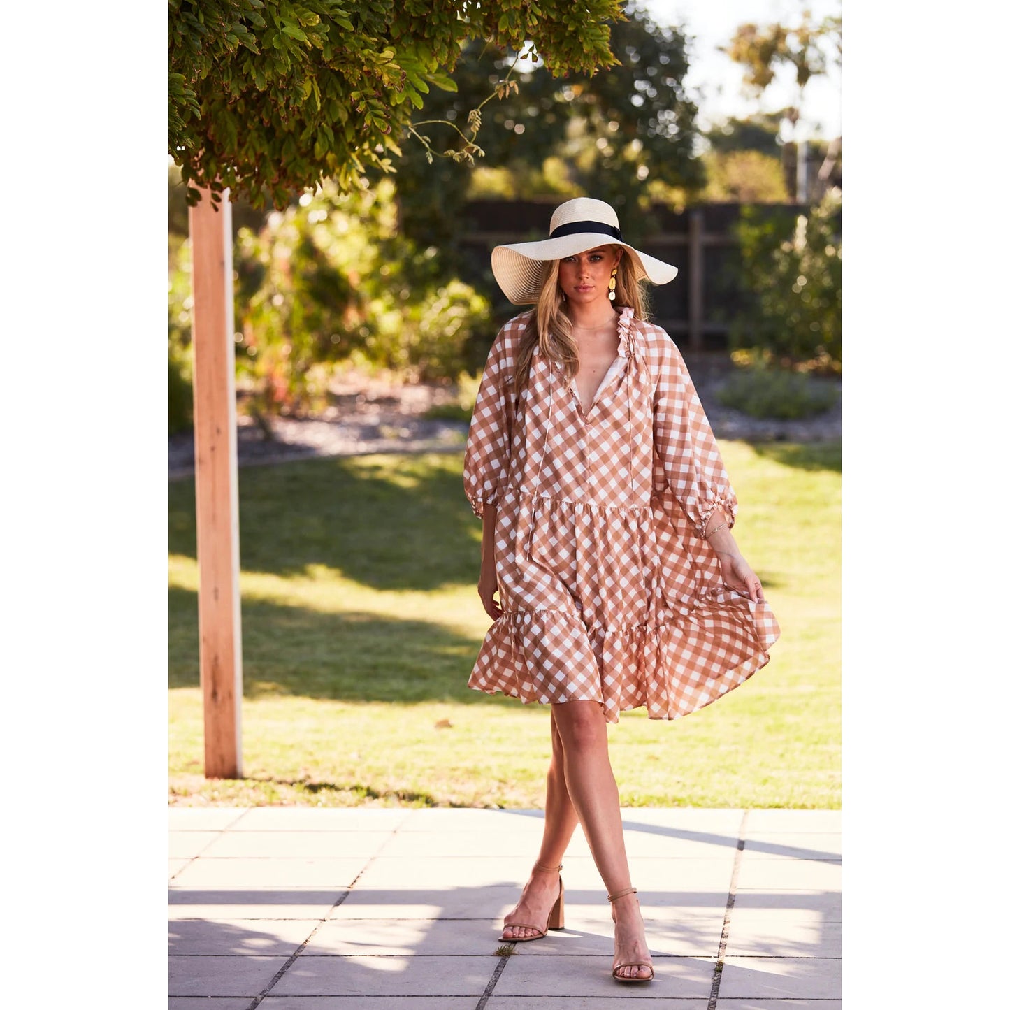 Ralf Pebbly Dress - Caramel Check