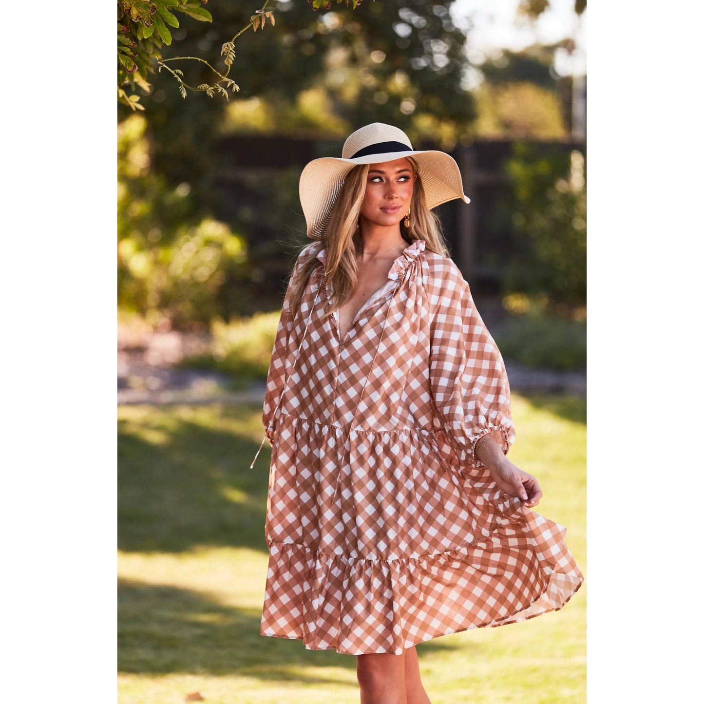 Ralf Pebbly Dress - Caramel Check