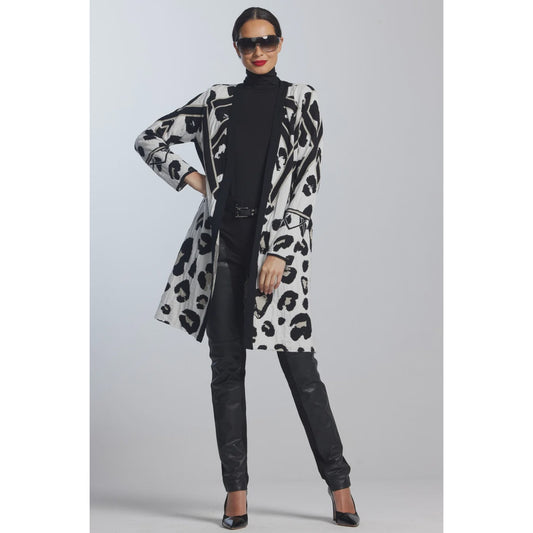 Paula Ryan Leopard Coat Cardigan - Black/White