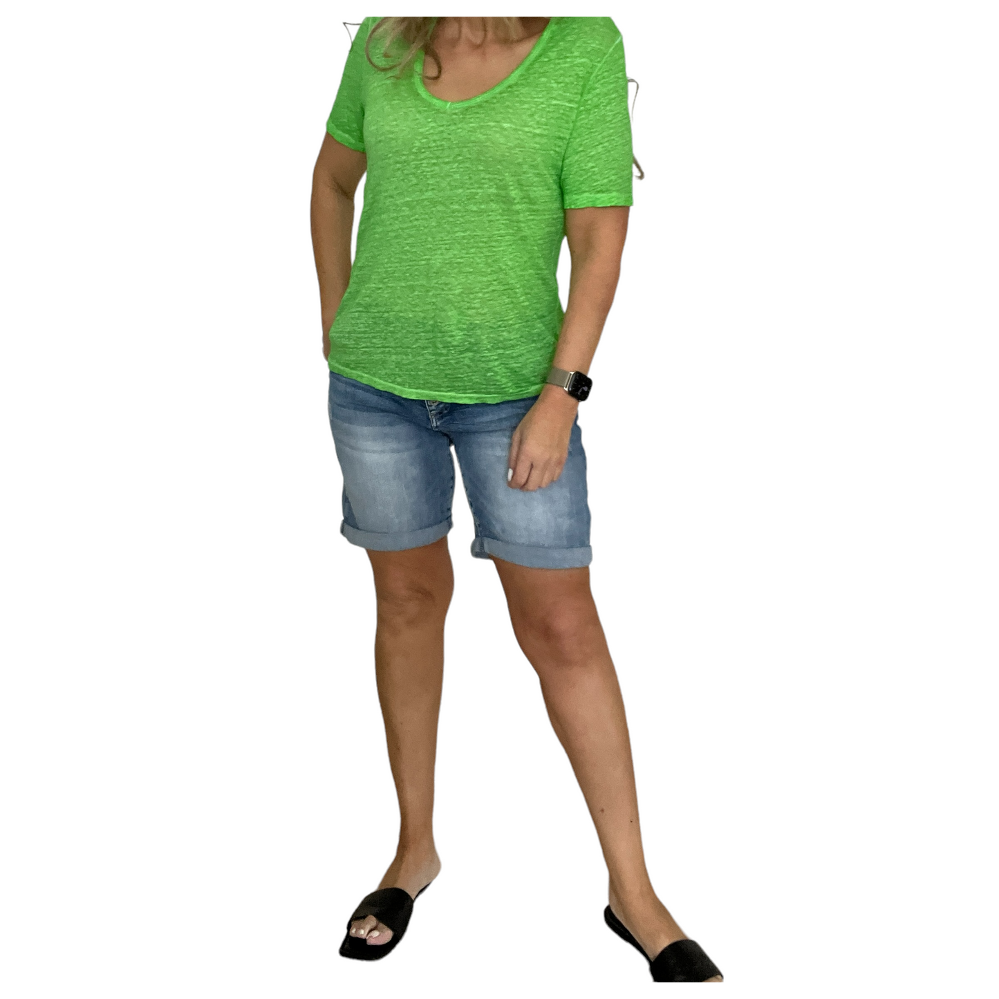 Amici V Linen Tee - Green