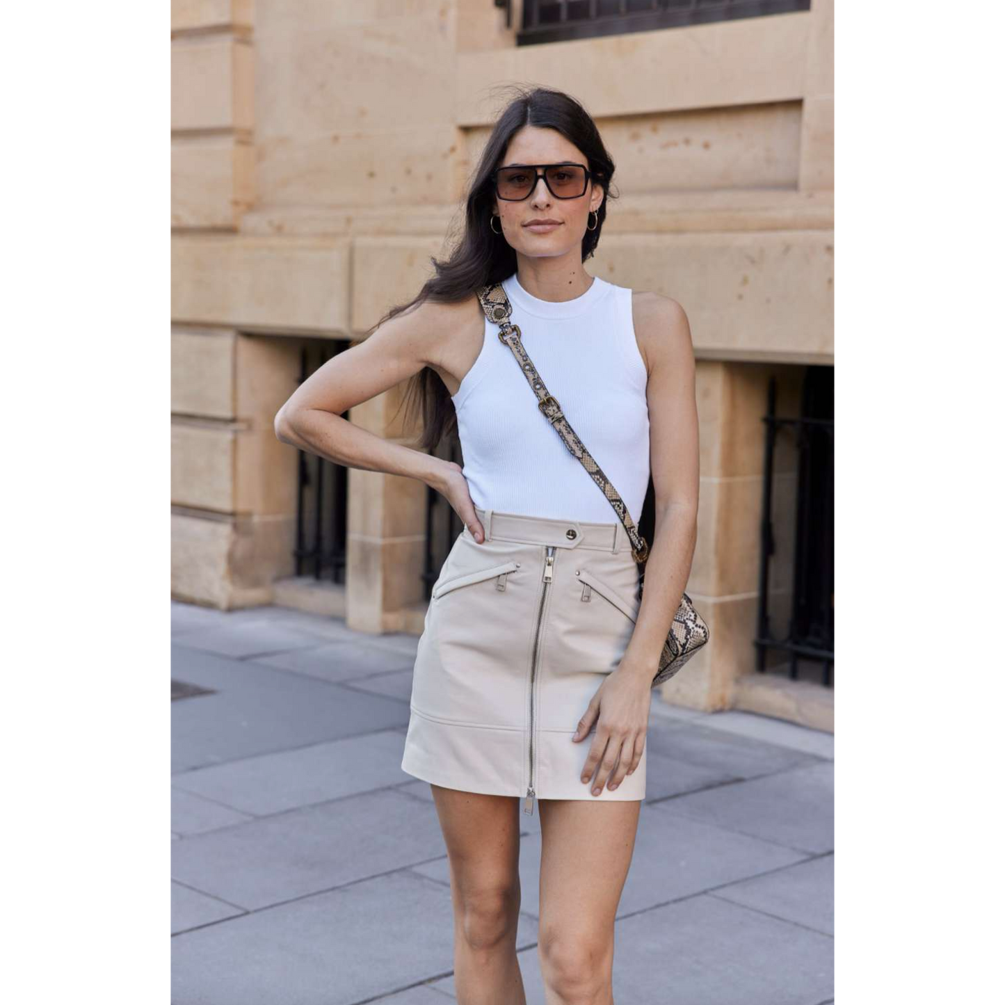 Dea Zip Skirt - Nude