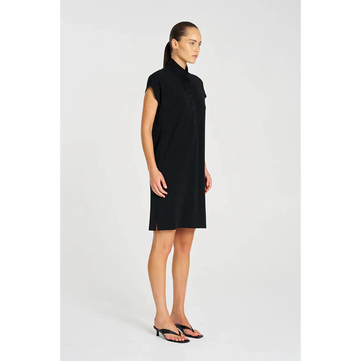 Mela Purdie Henley Dress Powder Knit - Black
