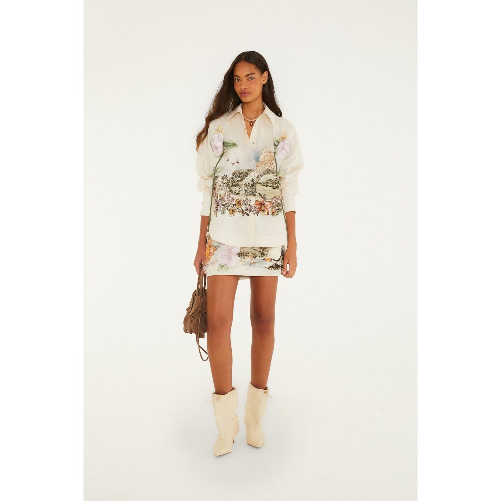 Farm Rio Toile De Rio L/S Shirt - White  Farm Rio Pisces Boutique