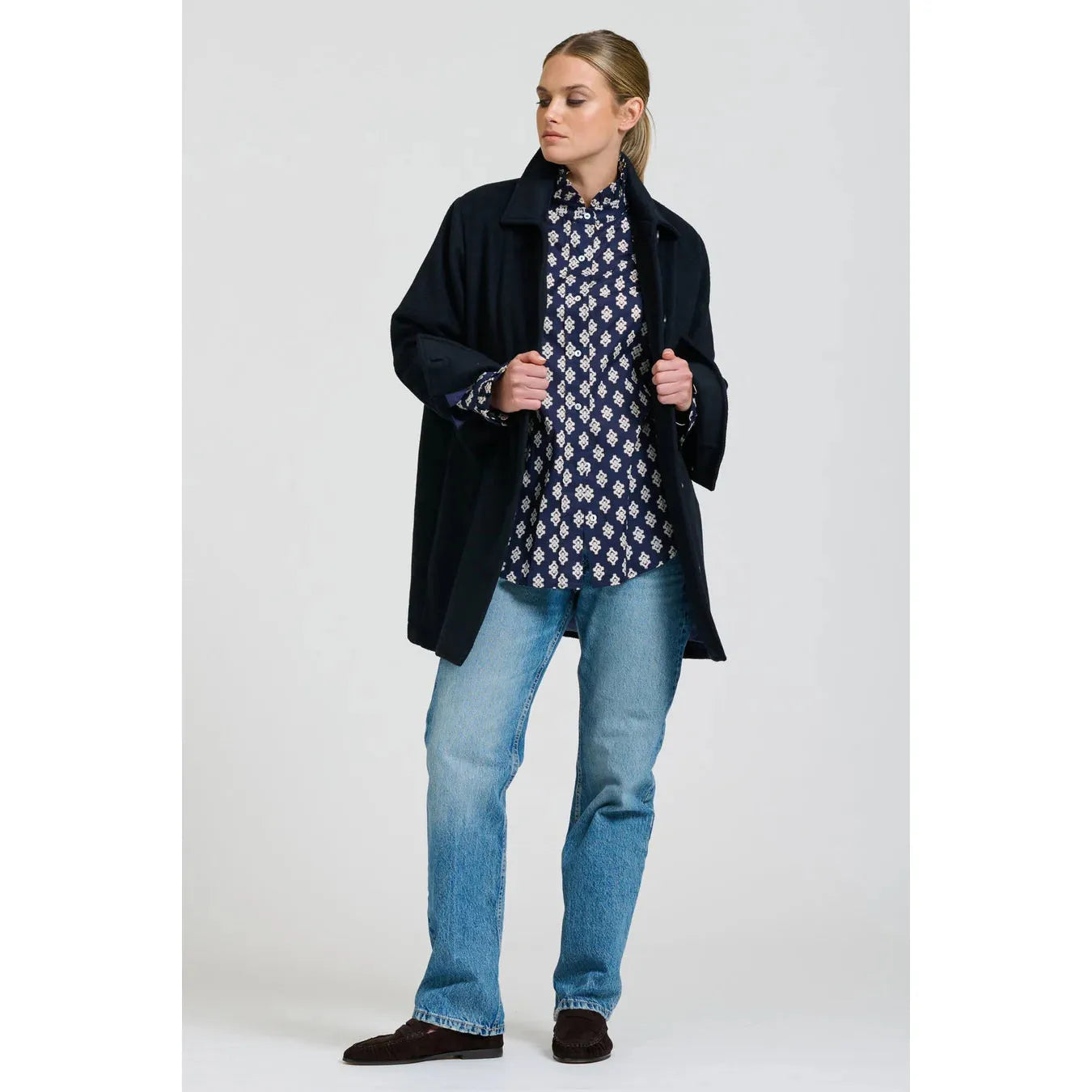 Shirty Selina Swing Coat - Navy  Shirty Pisces Boutique