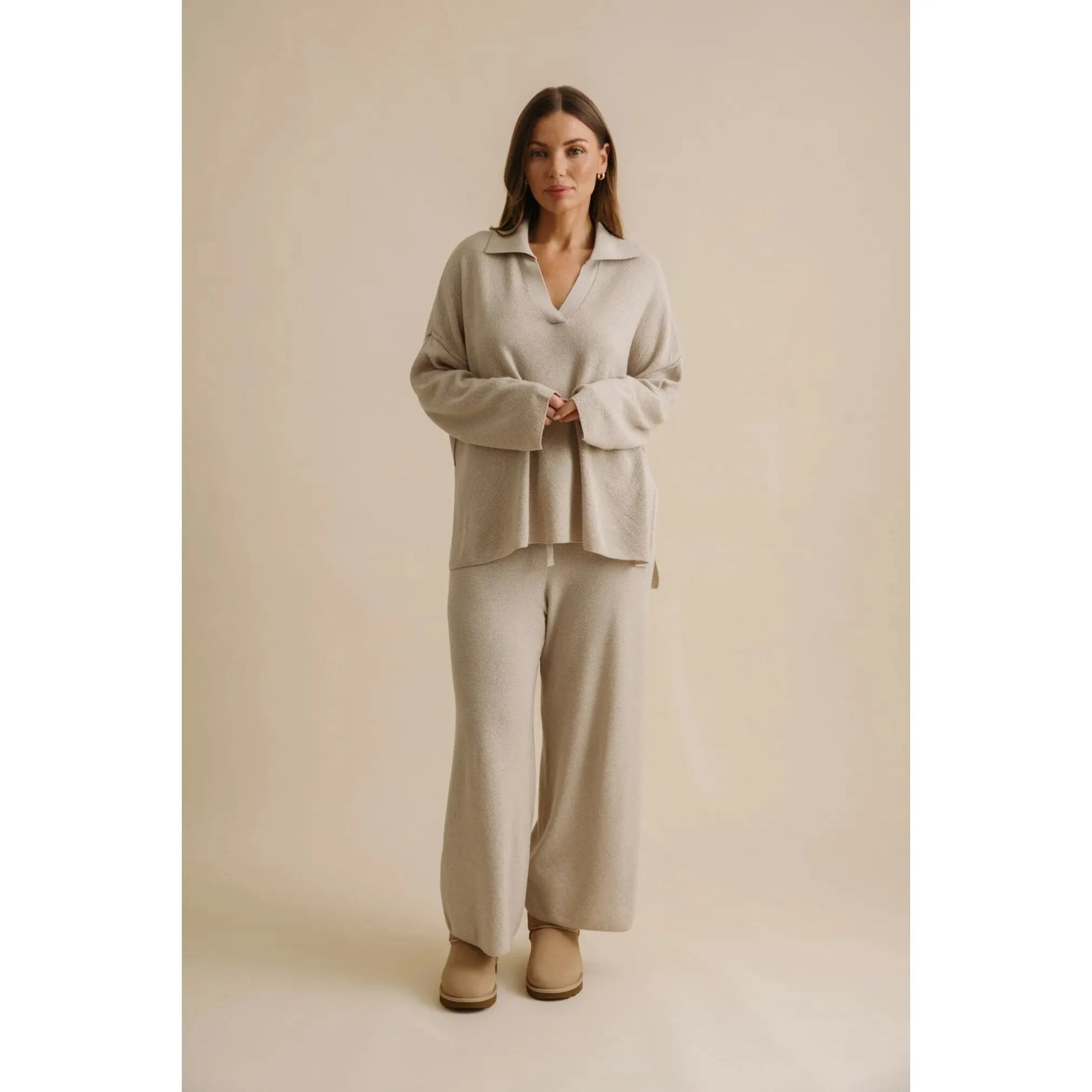 Talamaya Winter Retreat Collar Pullover - Wheat  Talamaya Pisces Boutique