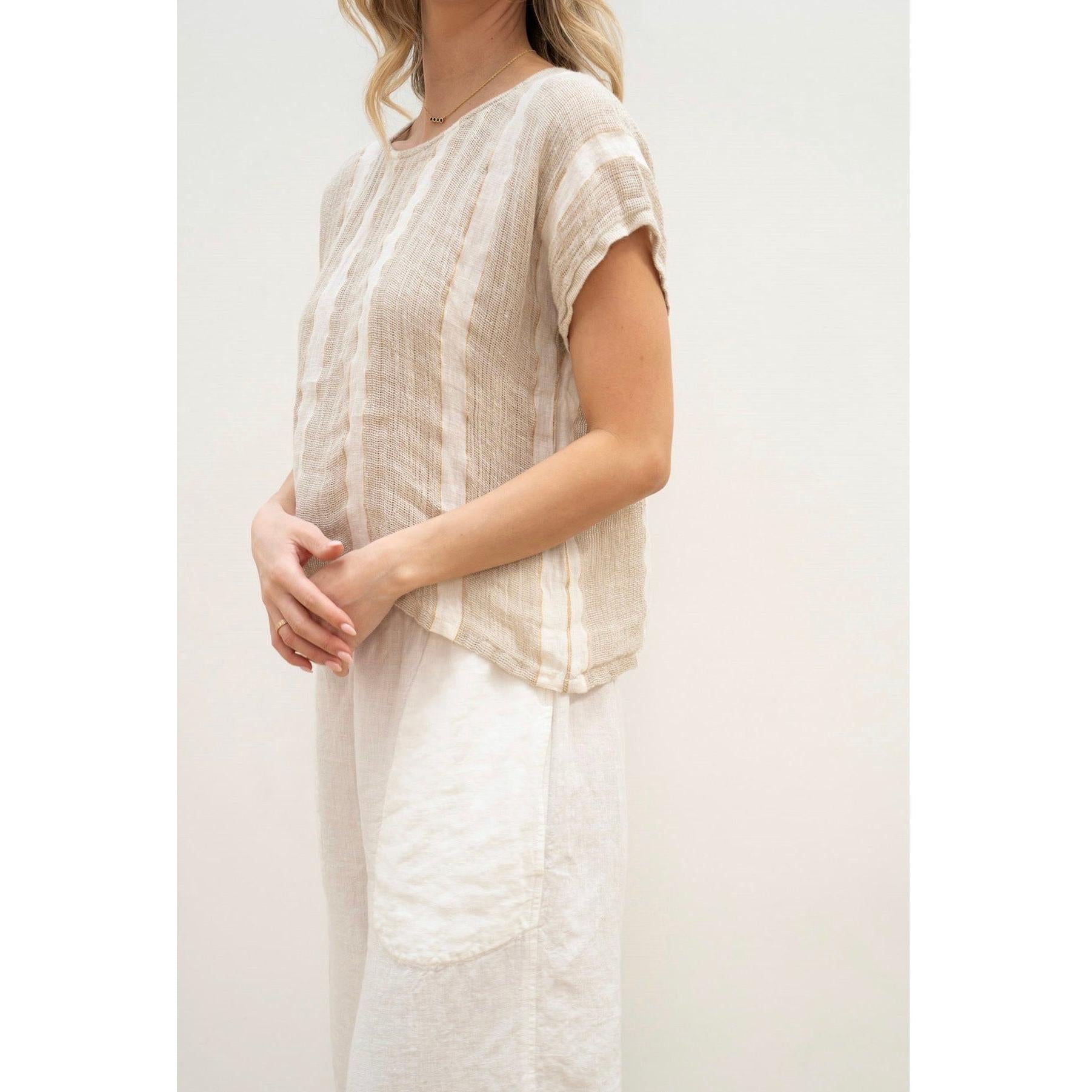 Linens Unlimited carina Box Top - Natural White Gold Strand  Linens Unlimited Pisces Boutique