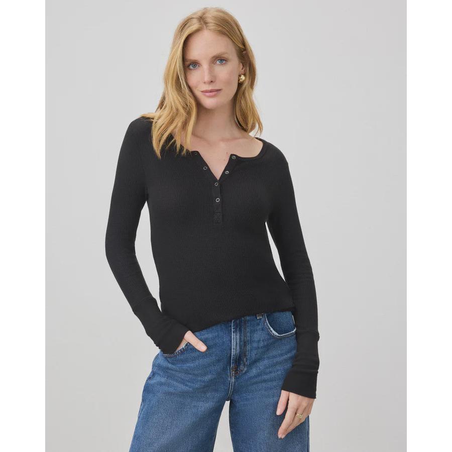 Splendid Thermal Forever Henley L/S Tee - Black  Splendid Pisces Boutique