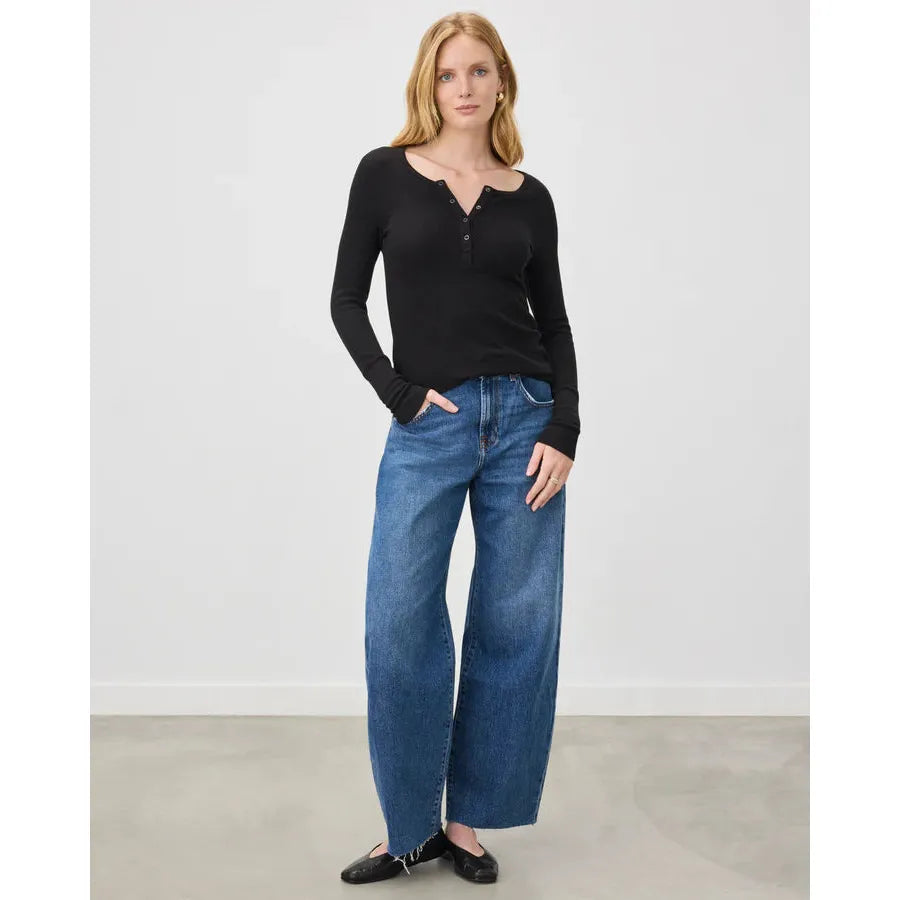 Splendid Thermal Forever Henley L/S Tee - Black  Splendid Pisces Boutique