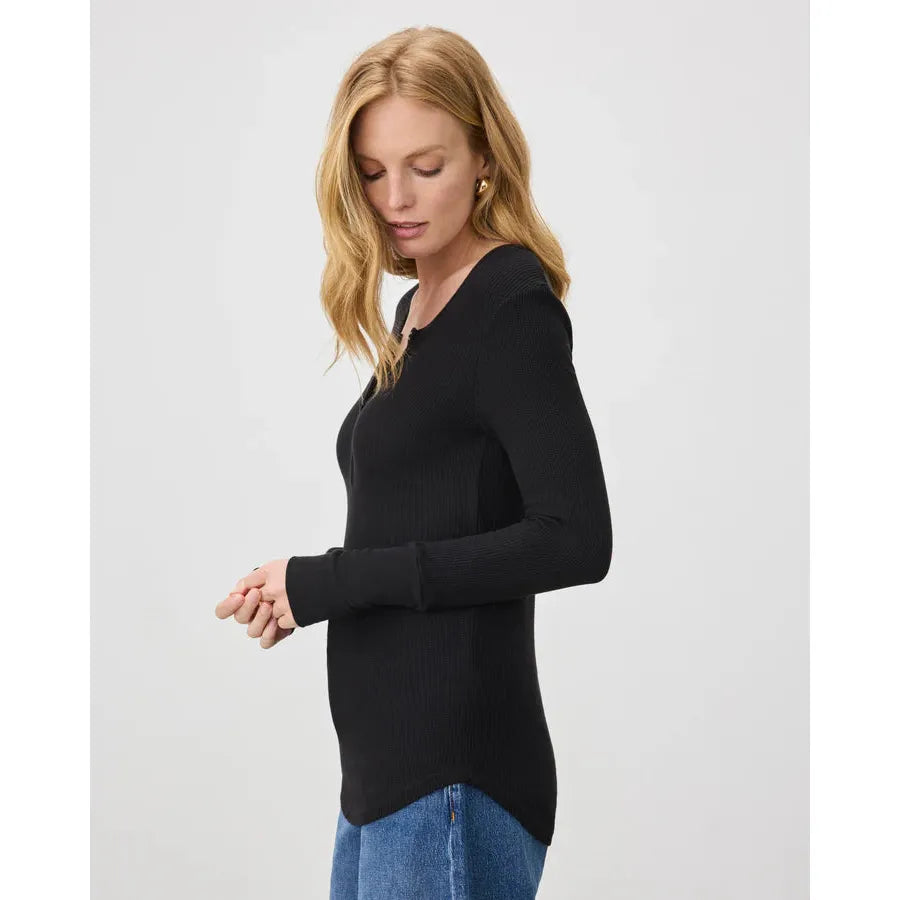 Splendid Thermal Forever Henley L/S Tee - Black  Splendid Pisces Boutique