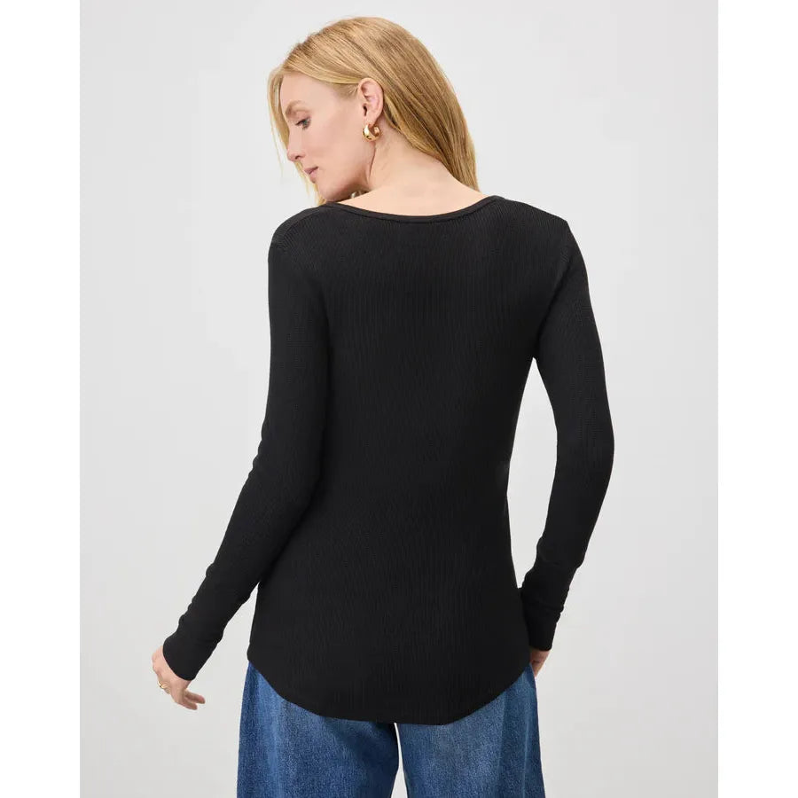 Splendid Thermal Forever Henley L/S Tee - Black  Splendid Pisces Boutique