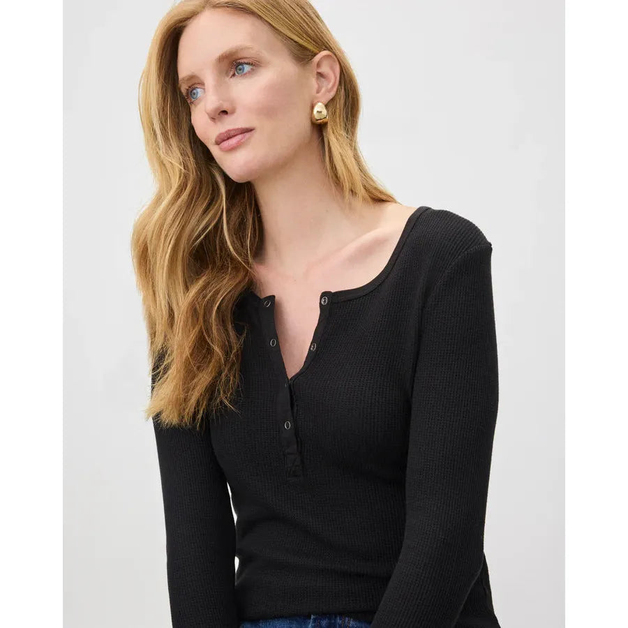 Splendid Thermal Forever Henley L/S Tee - Black  Splendid Pisces Boutique