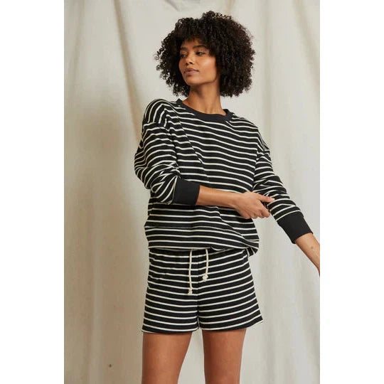 Perfect White Tee Tyler Sweatshirt - Black / Natural Stripe