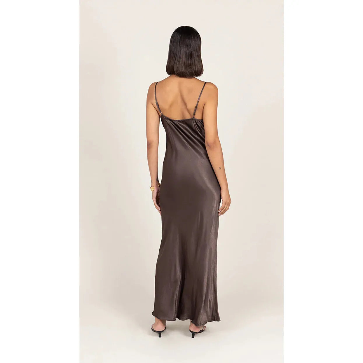 Charli Lana Satin Dress - Espresso  Charli london Pisces Boutique