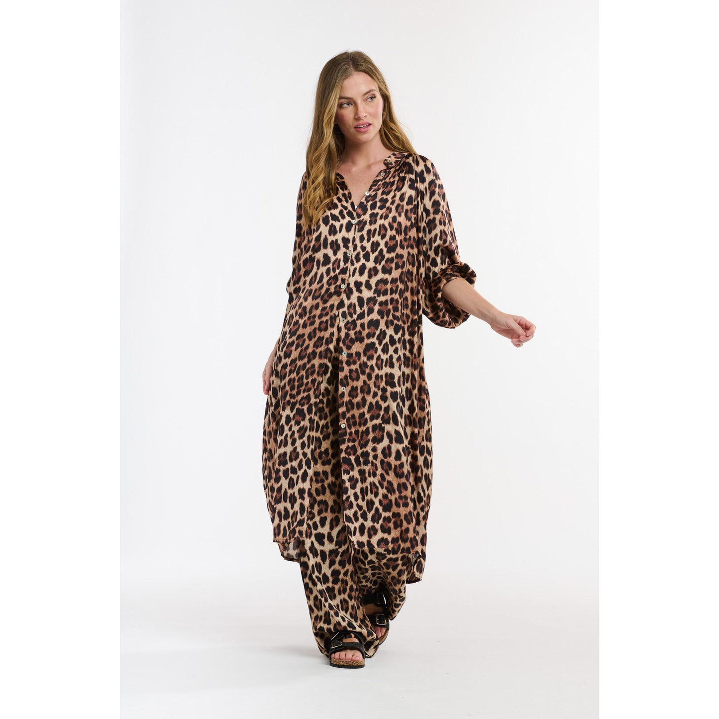 Italian Star The Hills Button Through Dress - Leopard Print