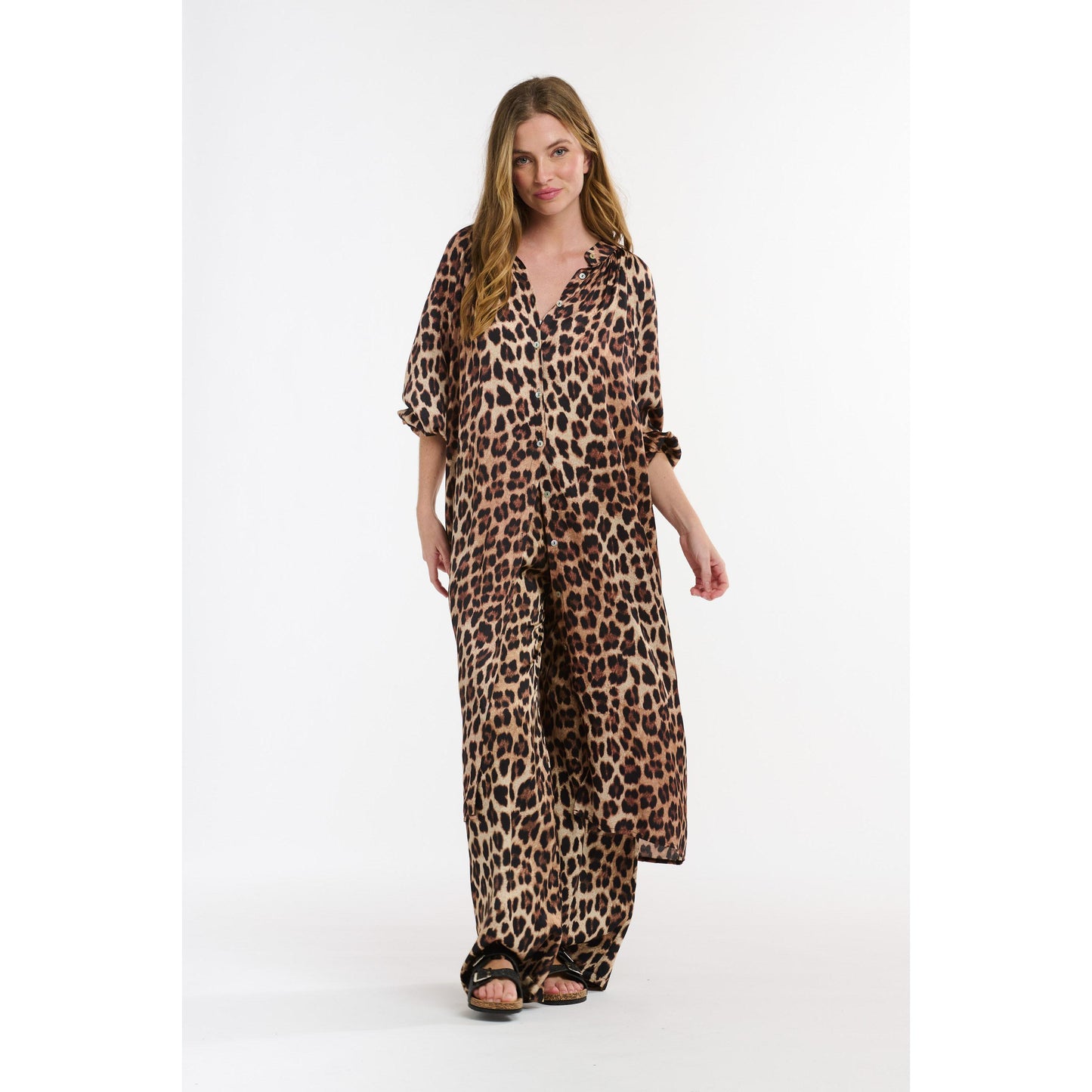 Italian Star The Hills Button Through Dress - Leopard Print