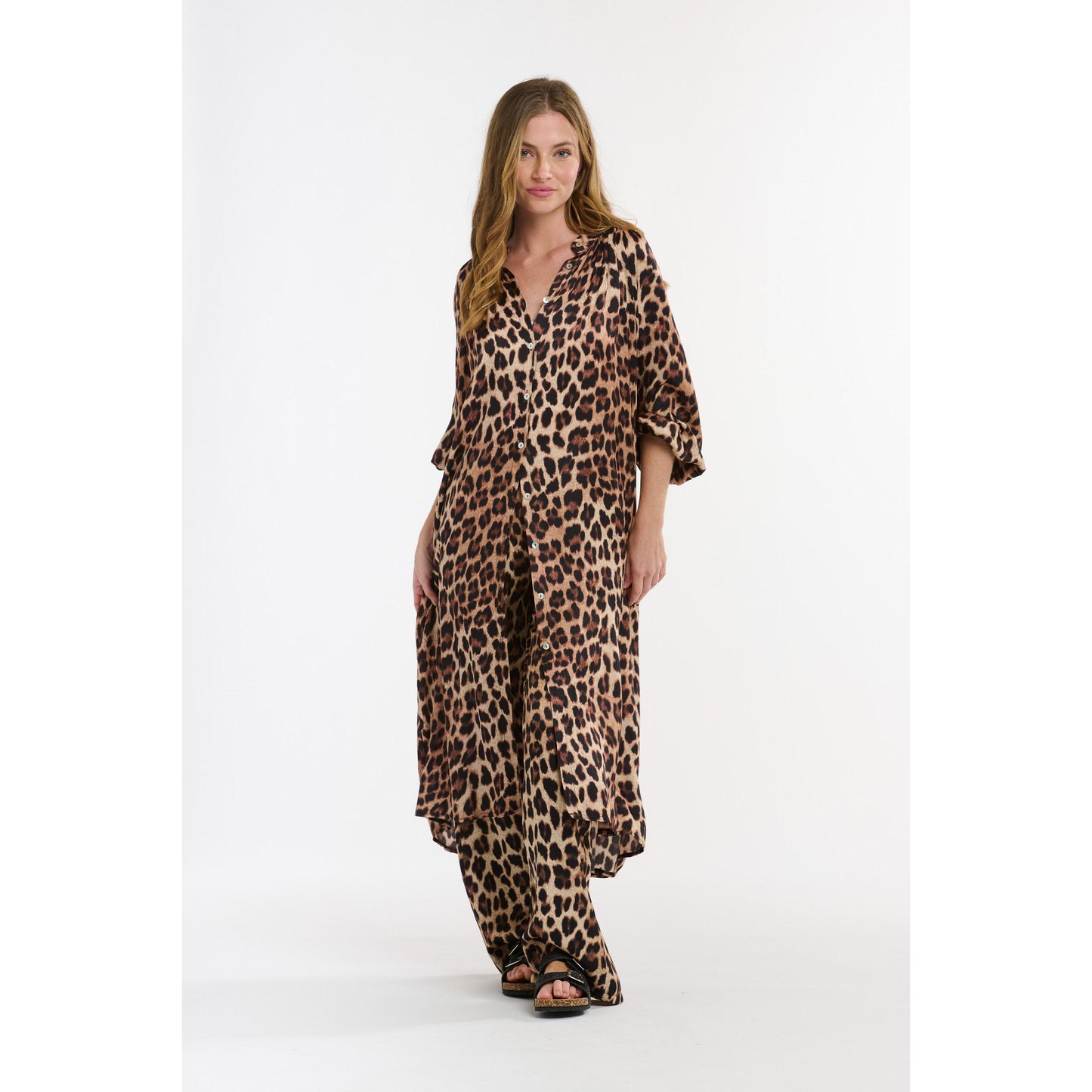 Italian Star The Hills Button Through Dress - Leopard Print